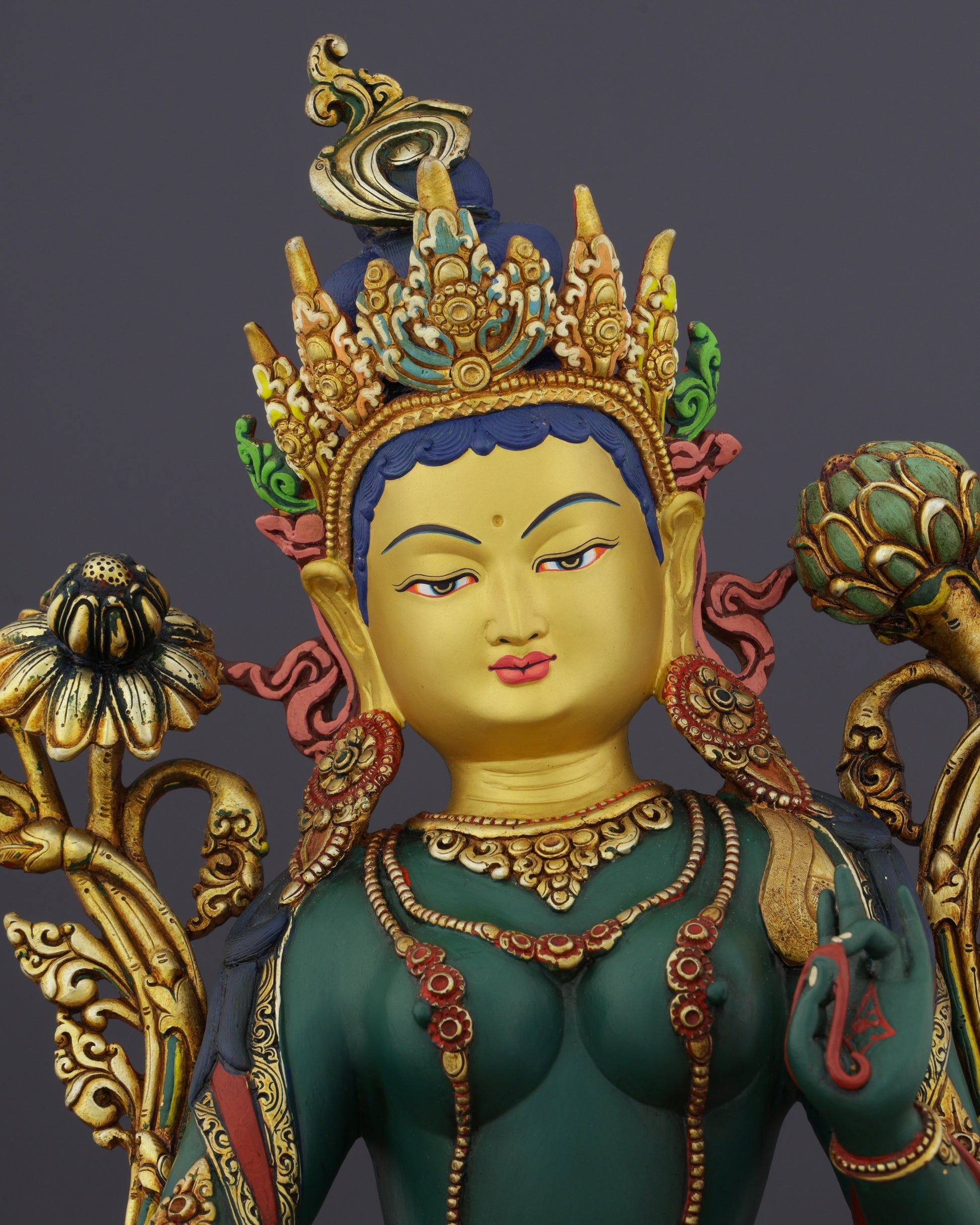 Exquisite Nepalese Handmade Green Tara Statue | A Masterpiece of Spiritual Artistry - Authentic Handcrafted Statue