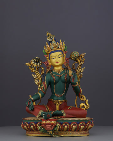 Exquisite Nepalese Handmade Green Tara Statue | A Masterpiece of Spiritual Artistry