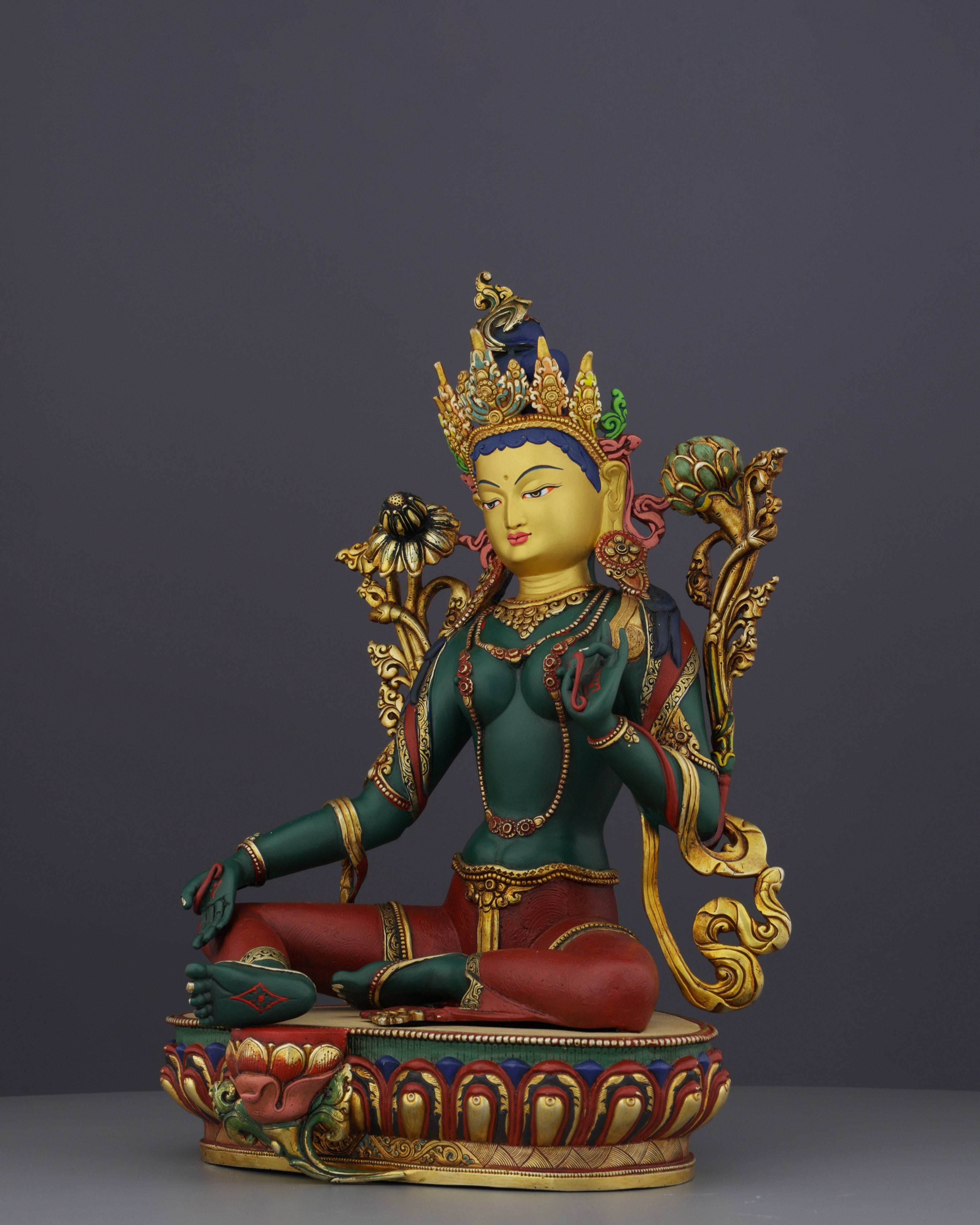 Exquisite Nepalese Handmade Green Tara Statue | A Masterpiece of Spiritual Artistry