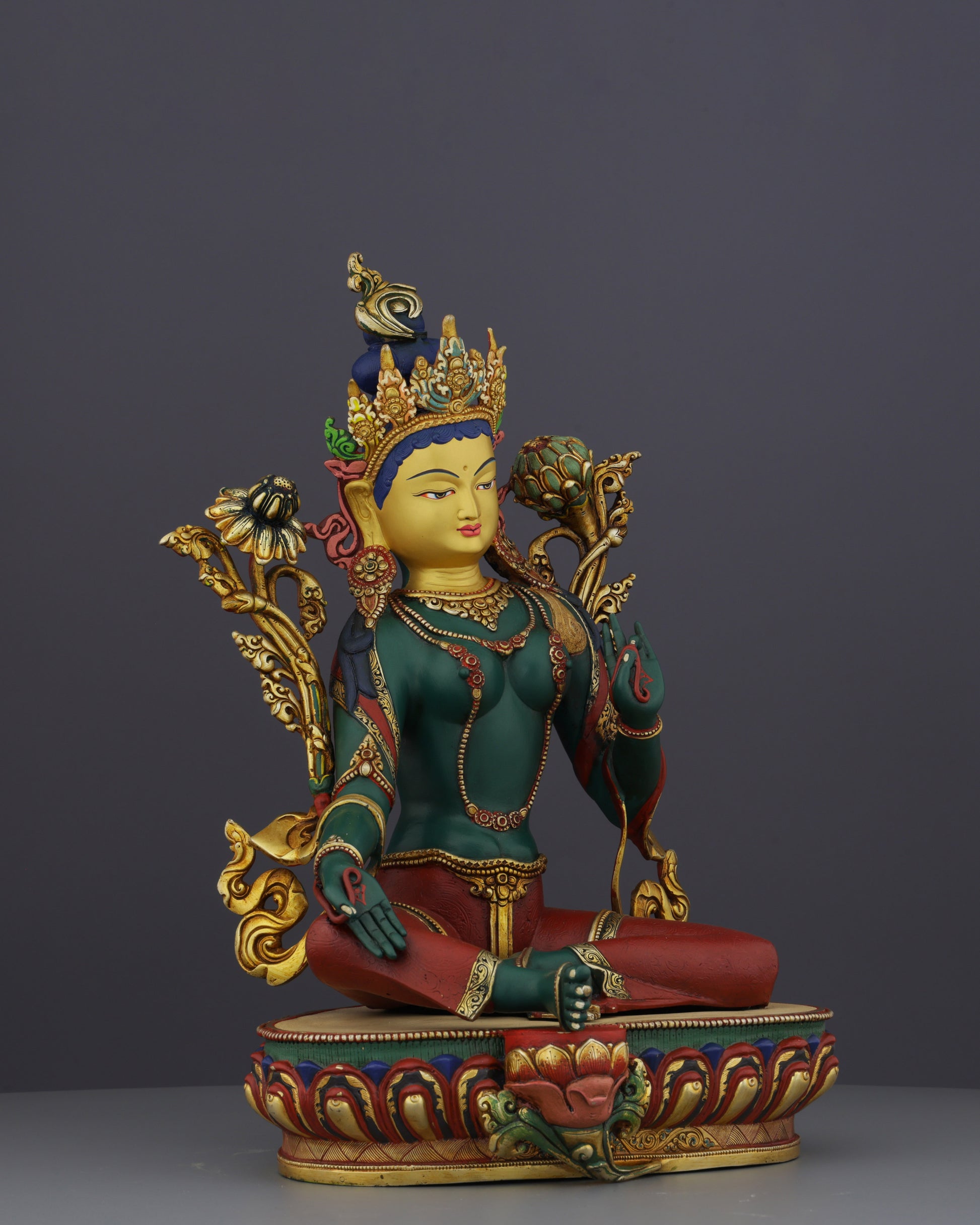 Exquisite Nepalese Handmade Green Tara Statue | A Masterpiece of Spiritual Artistry - Authentic Handcrafted Statue