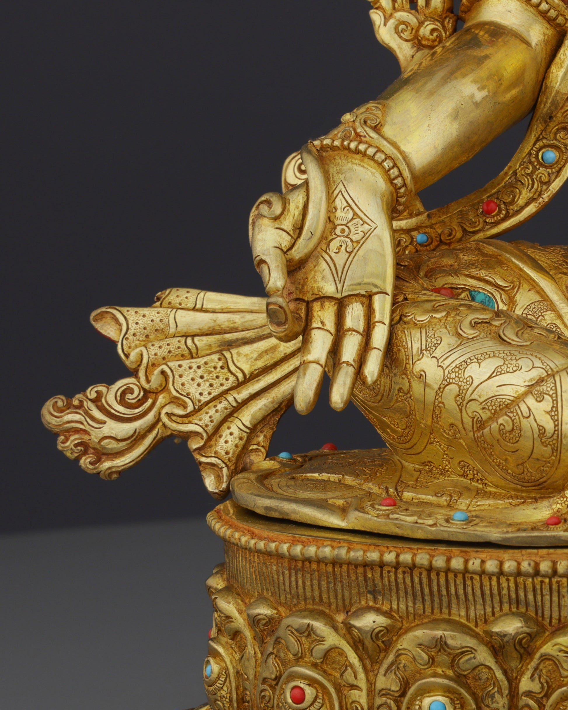24K Gold Gilded Green Tara Statue | Divine Nepalese Craftsmanship - Authentic Handcrafted Statue