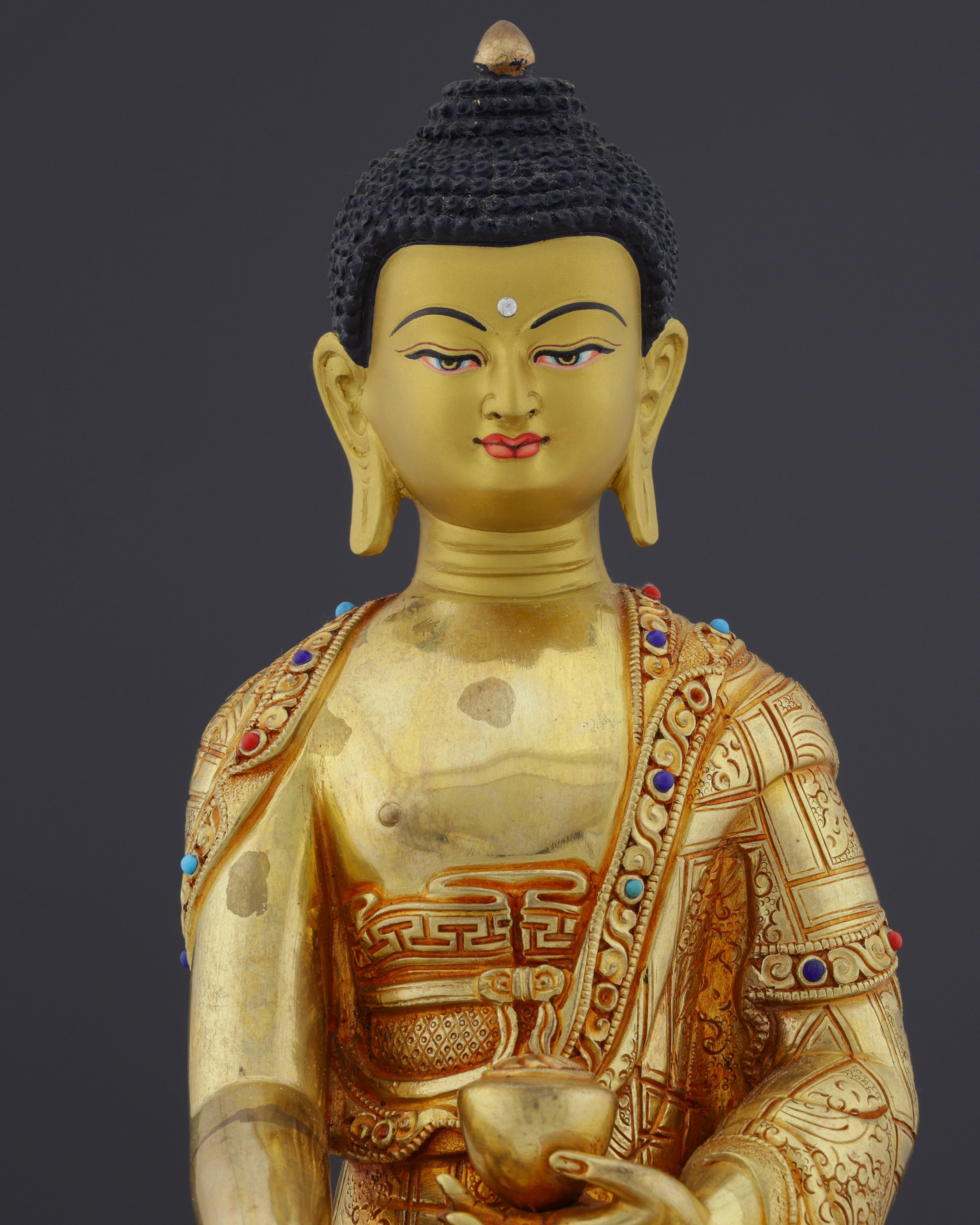 Exquisite Nepalese Handmade Sakyamuni Buddha With Throne Statue | A Masterpiece of Sacred Art