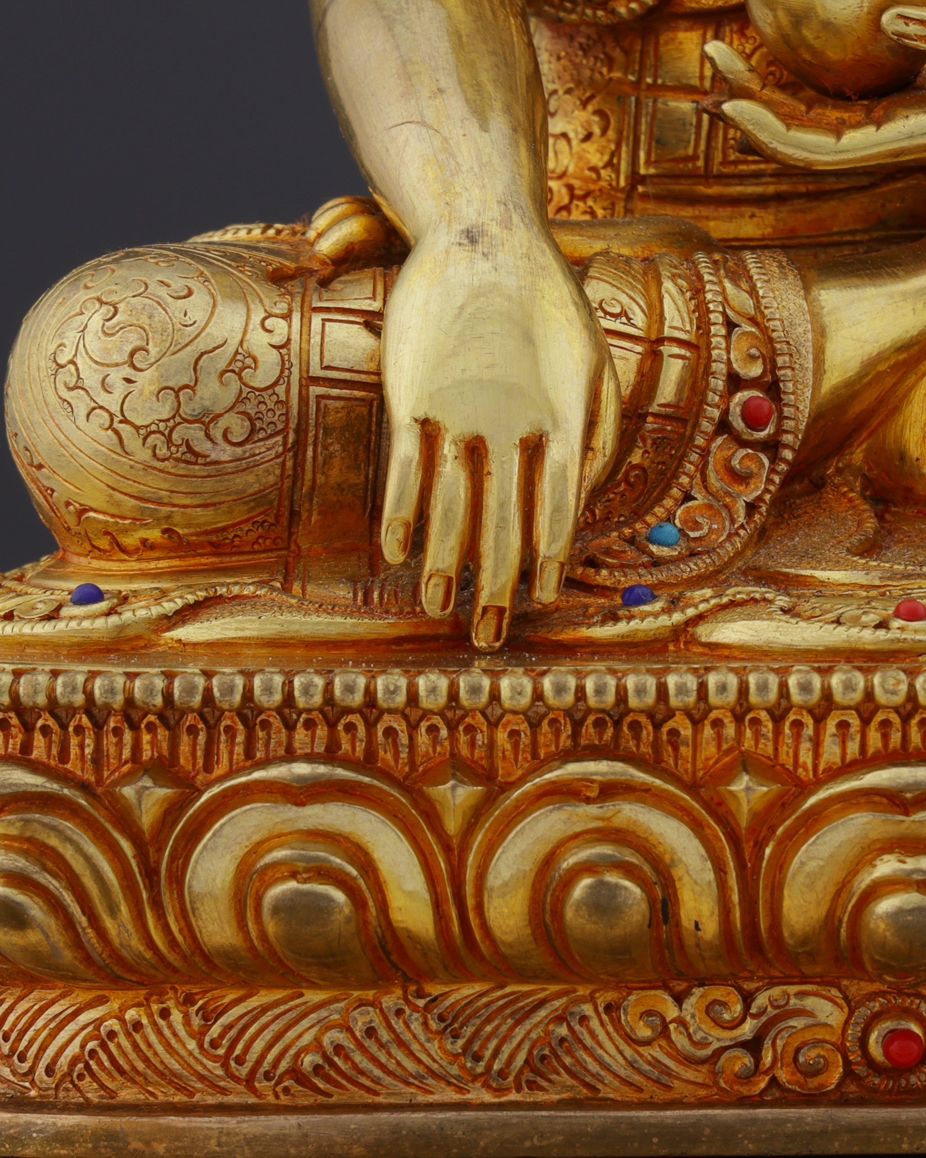 Exquisite Nepalese Handmade Sakyamuni Buddha With Throne Statue | A Masterpiece of Sacred Art