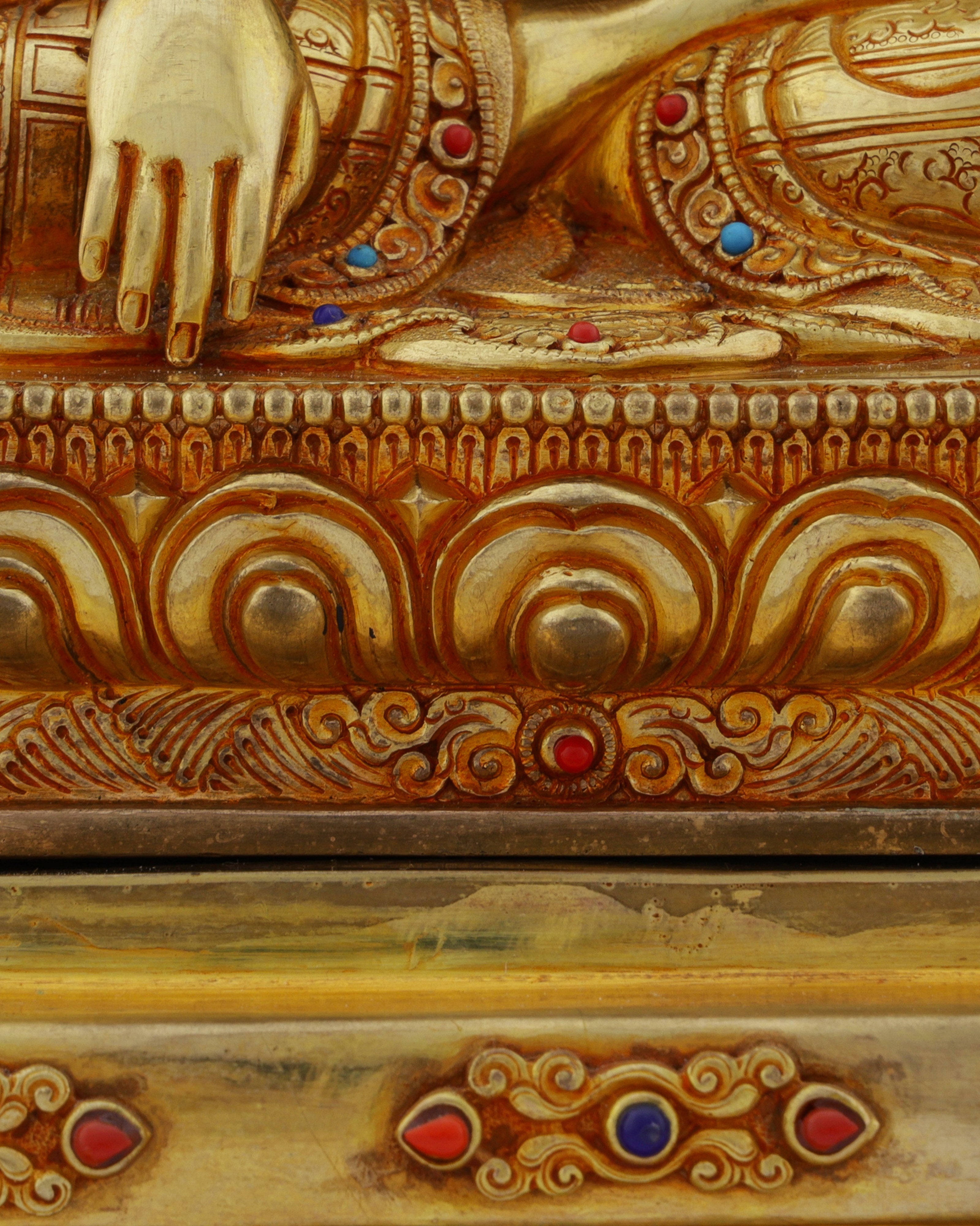 Exquisite Nepalese Handmade Sakyamuni Buddha With Throne Statue | A Masterpiece of Sacred Art