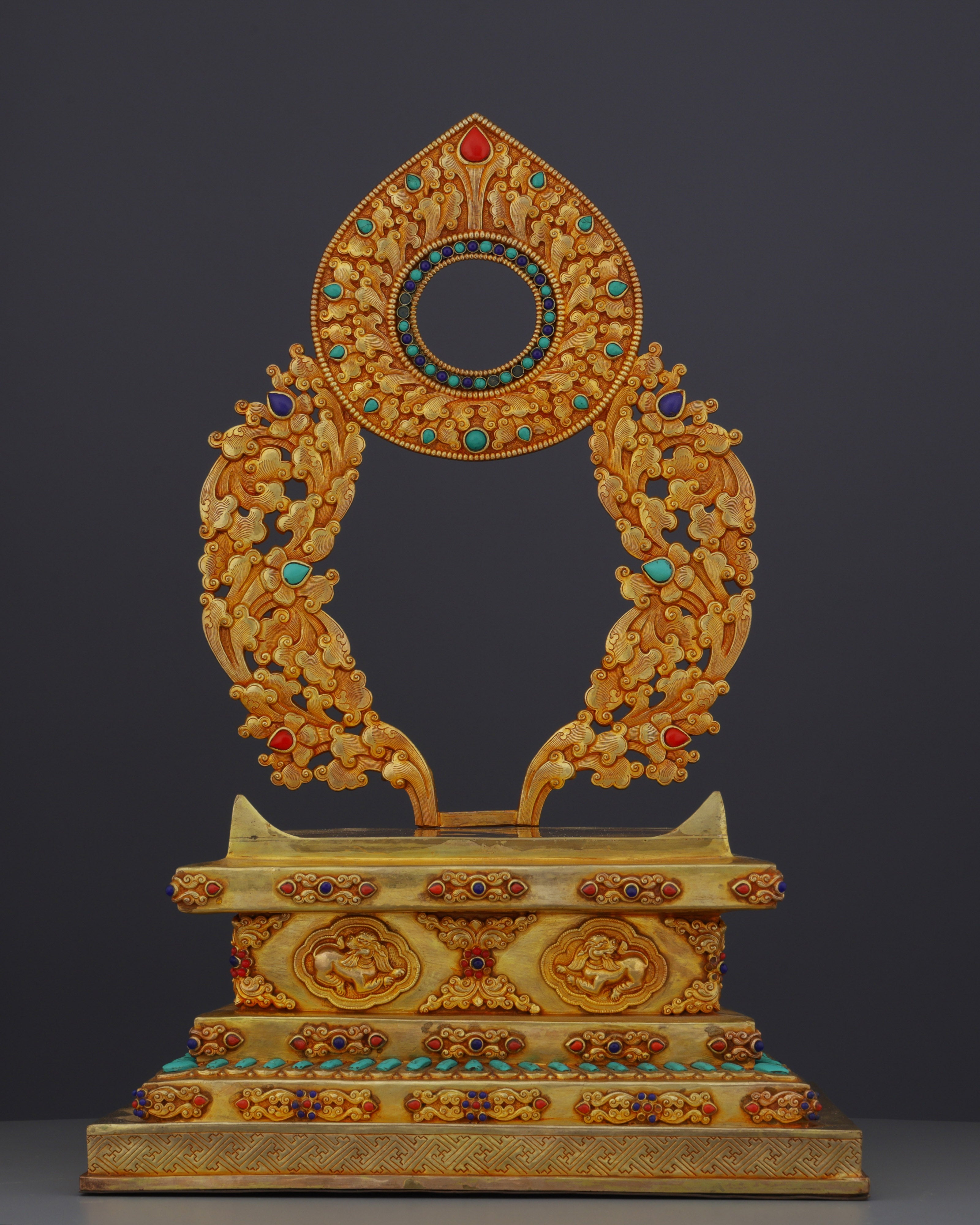 Exquisite Nepalese Handmade Sakyamuni Buddha With Throne Statue | A Masterpiece of Sacred Art