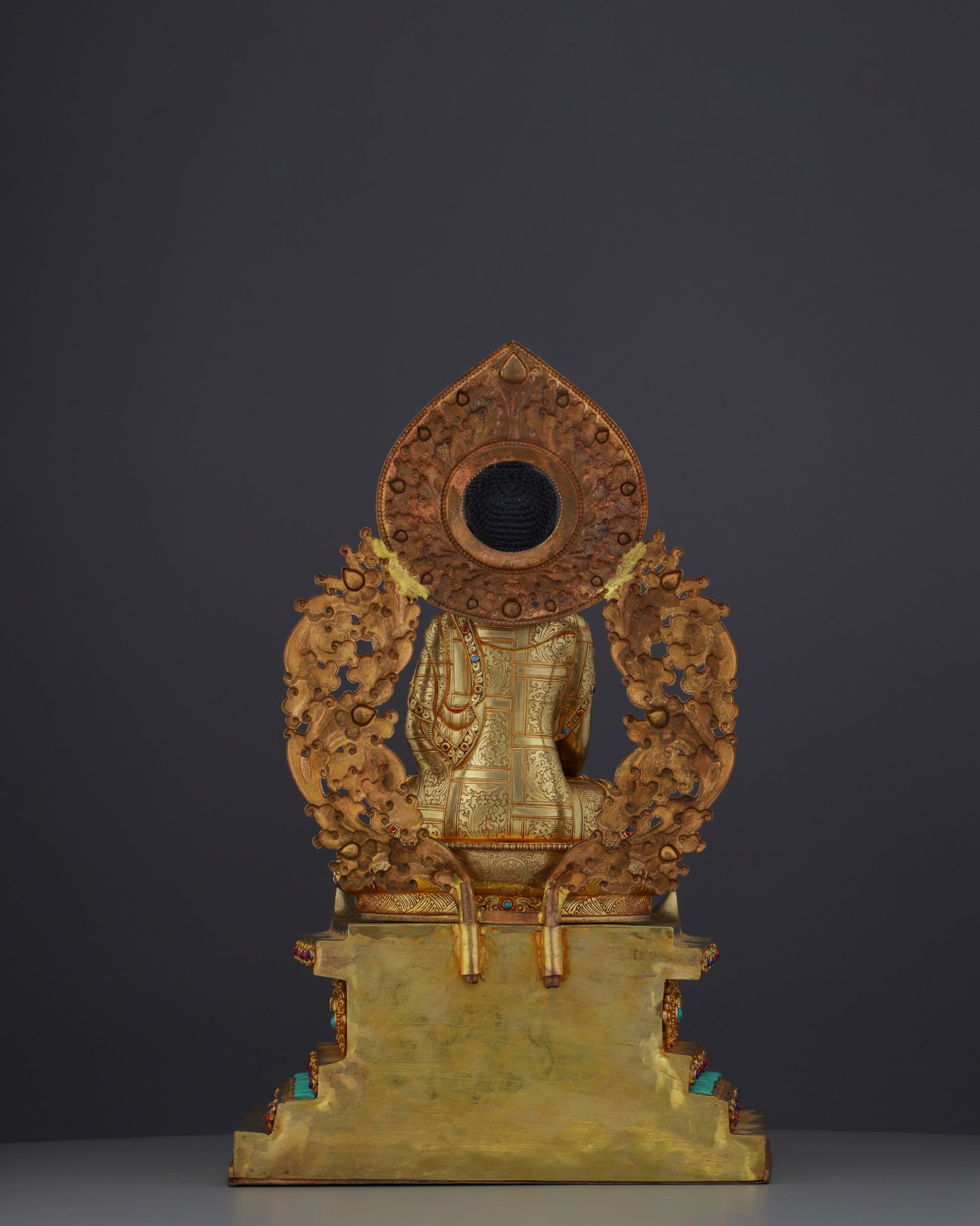 Exquisite Nepalese Handmade Sakyamuni Buddha With Throne Statue | A Masterpiece of Sacred Art - Authentic Handcrafted Statue