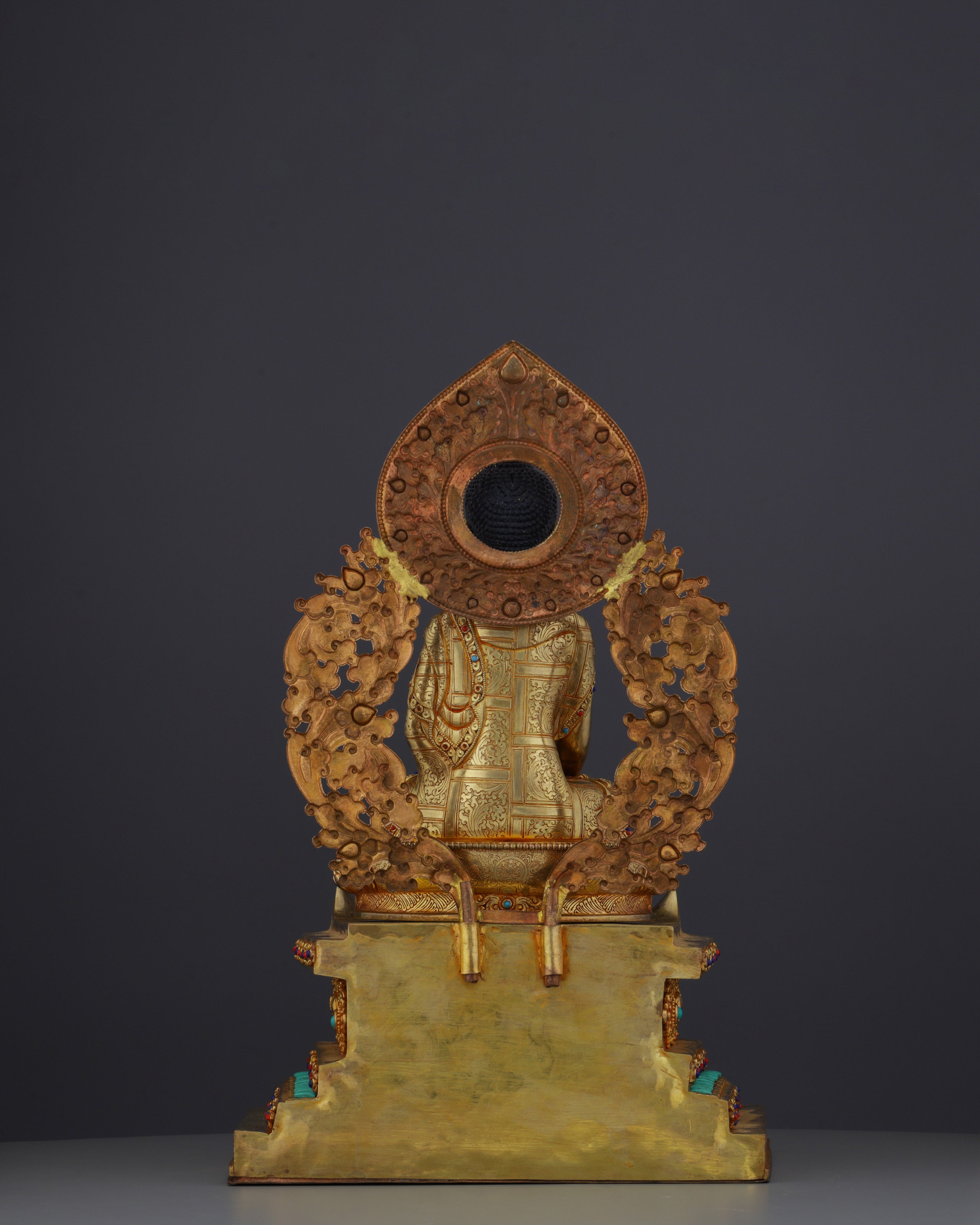 Exquisite Nepalese Handmade Sakyamuni Buddha With Throne Statue | A Masterpiece of Sacred Art