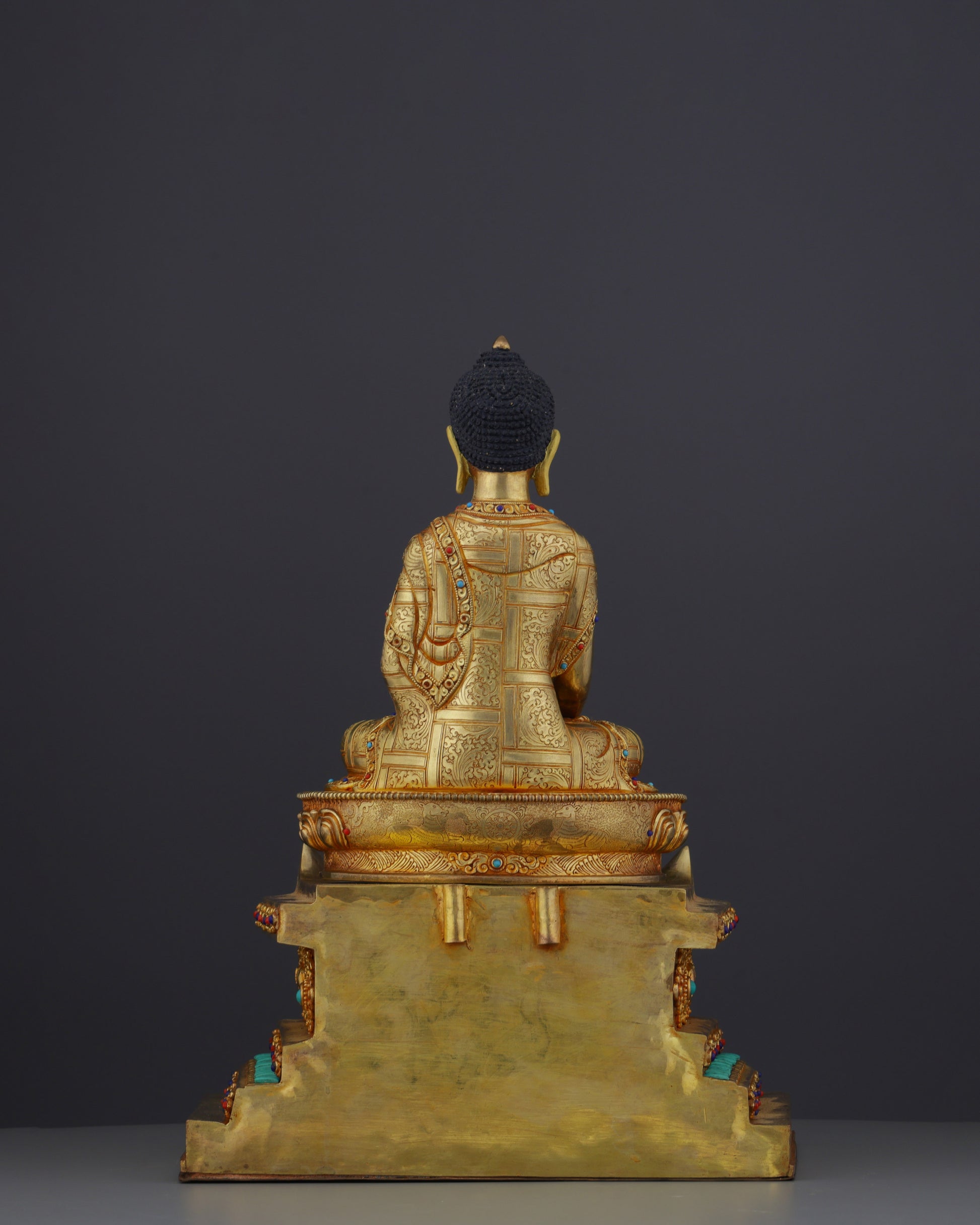 Exquisite Nepalese Handmade Sakyamuni Buddha With Throne Statue | A Masterpiece of Sacred Art - Authentic Handcrafted Statue