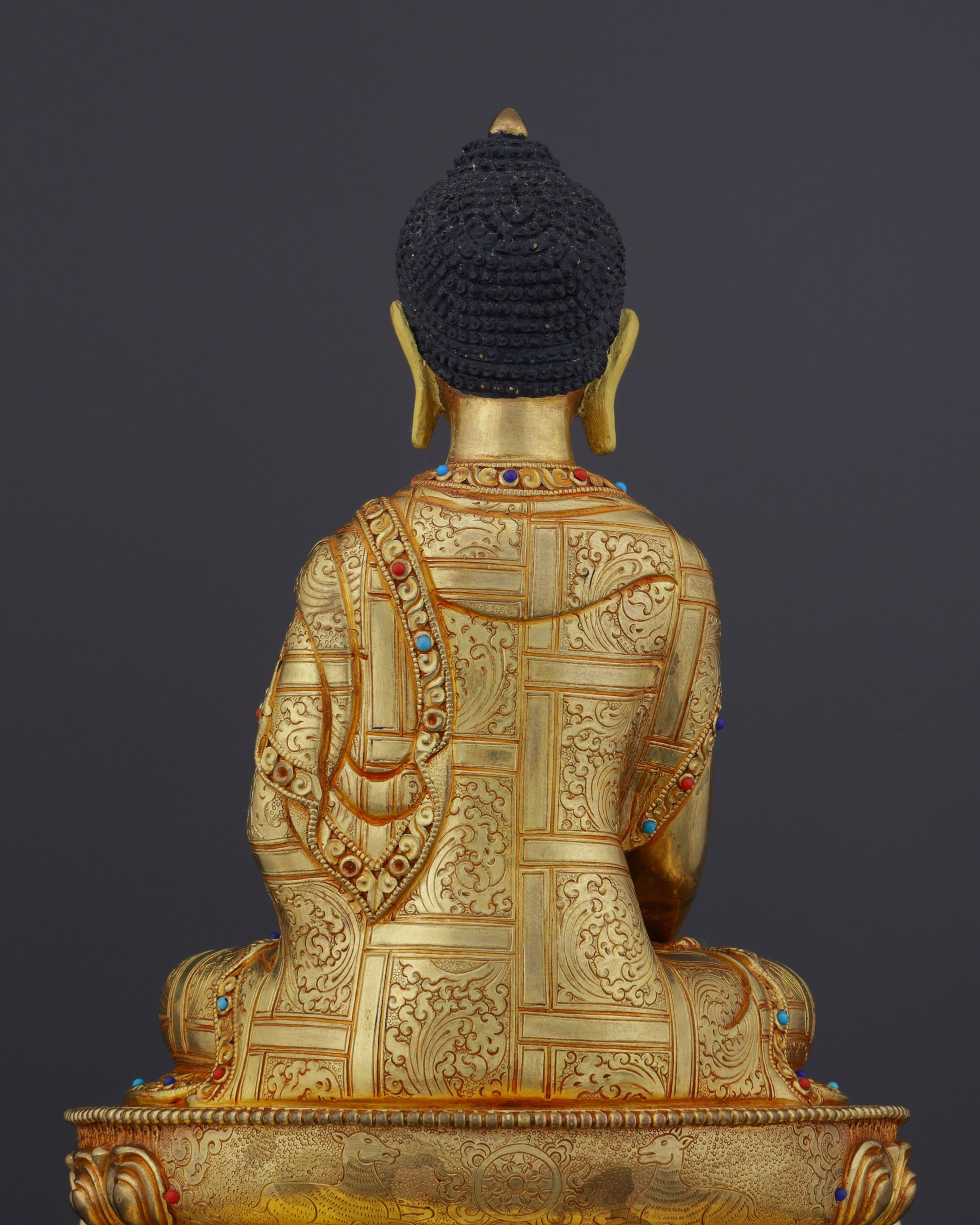 Exquisite Nepalese Handmade Sakyamuni Buddha With Throne Statue | A Masterpiece of Sacred Art - Authentic Handcrafted Statue