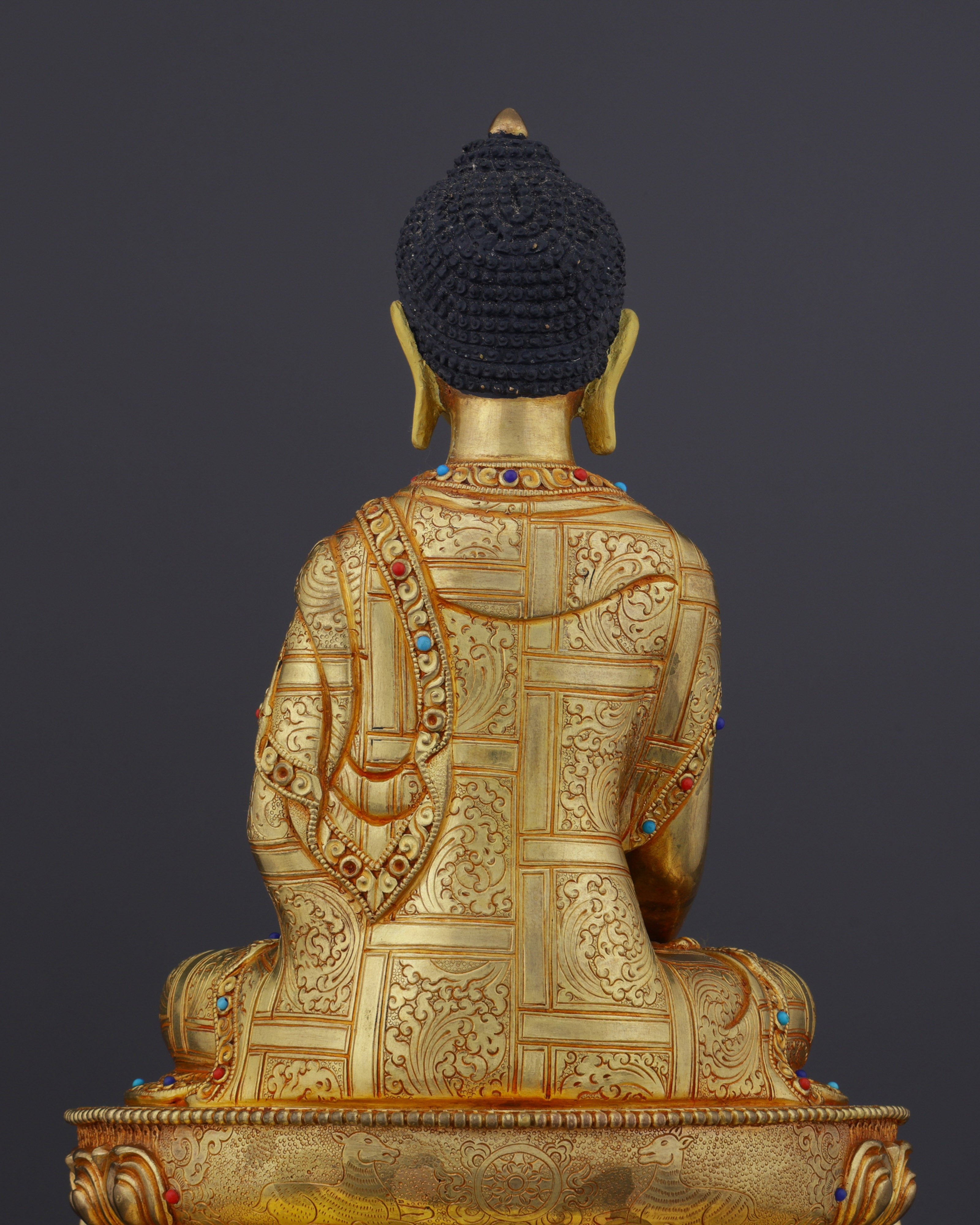 Exquisite Nepalese Handmade Sakyamuni Buddha With Throne Statue | A Masterpiece of Sacred Art