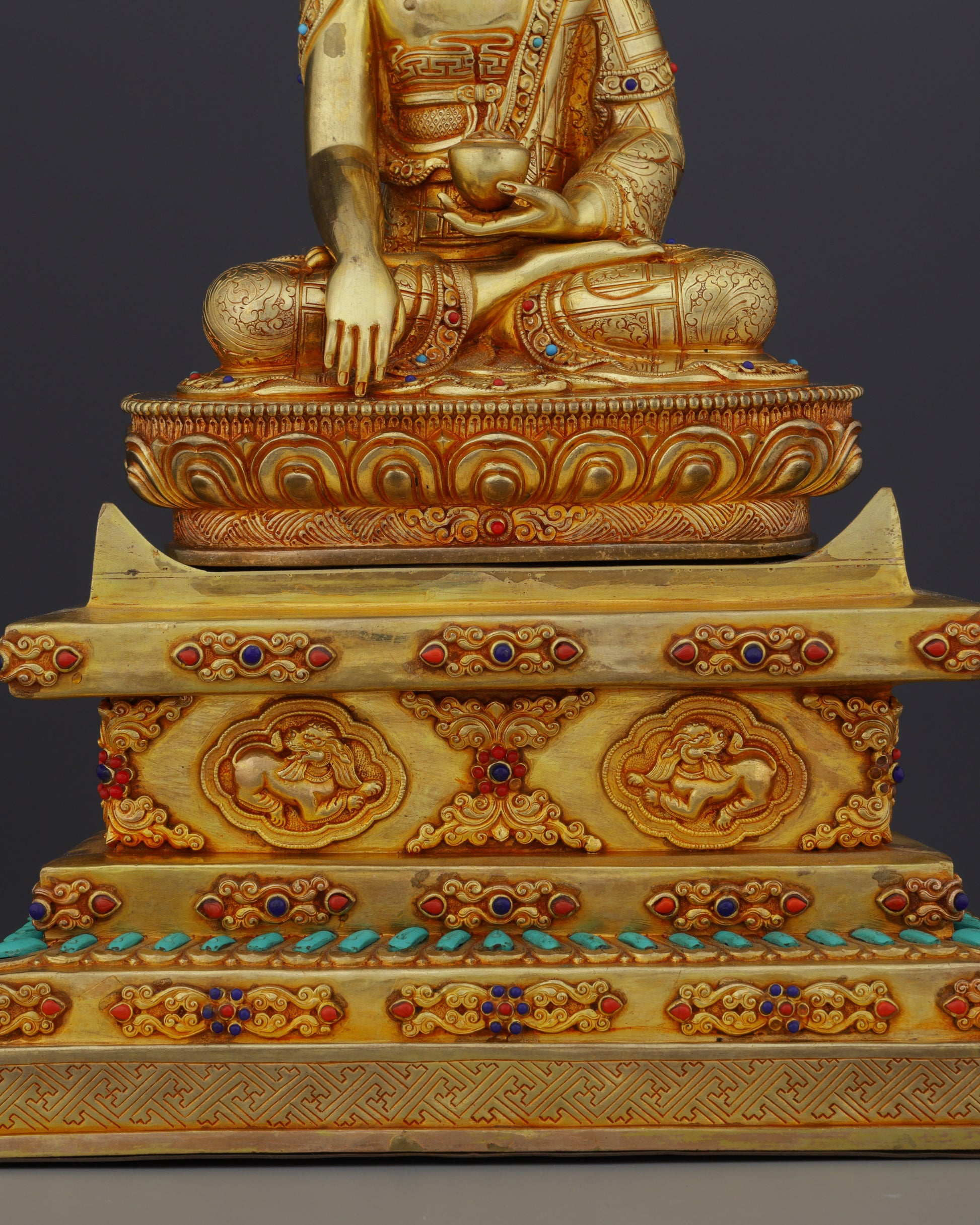 Exquisite Nepalese Handmade Sakyamuni Buddha With Throne Statue | A Masterpiece of Sacred Art - Authentic Handcrafted Statue