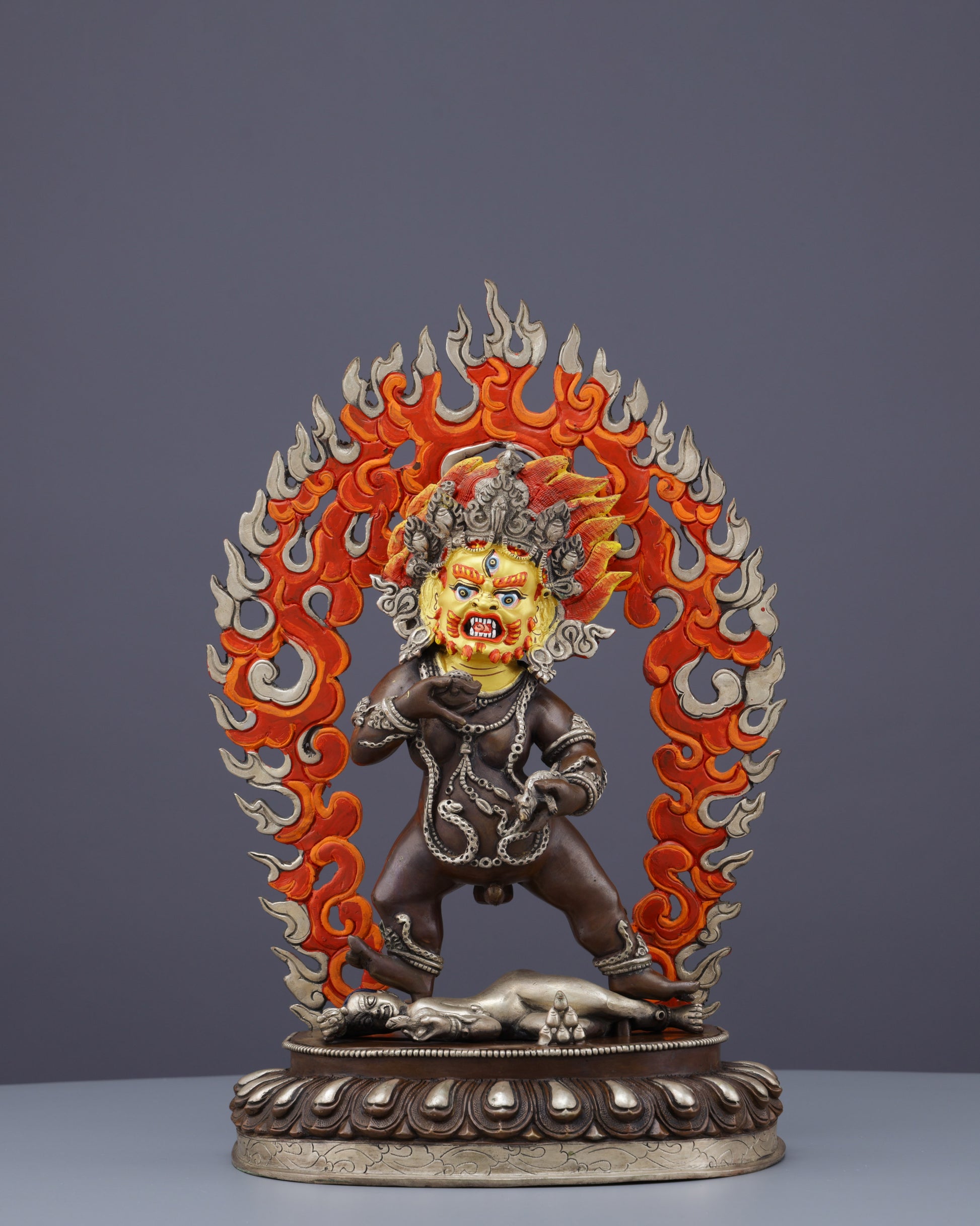 Handcrafted Oxidized Black Dzambhala Statue | Sacred Wealth Deity from Nepal - Authentic Handcrafted Statue