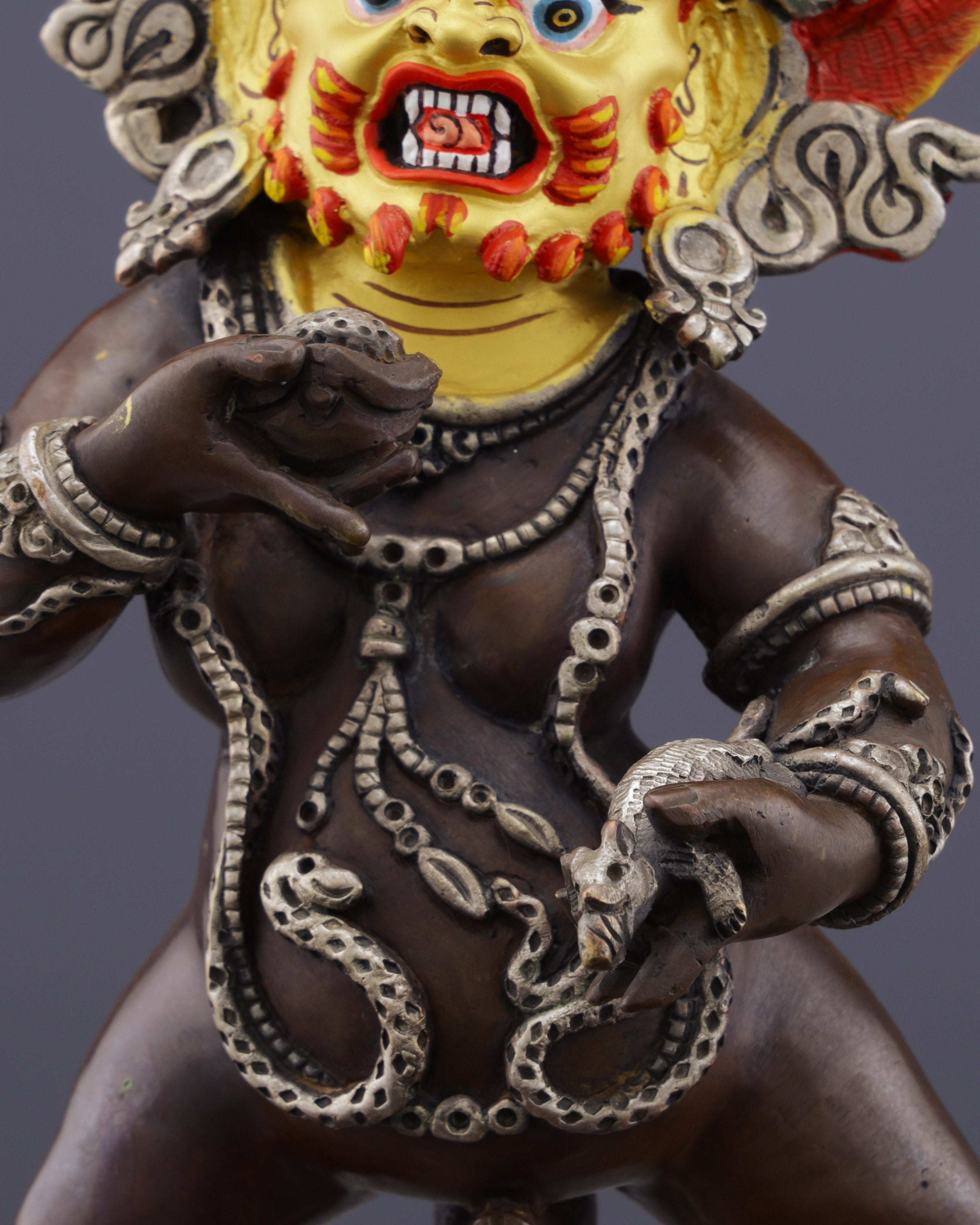 Handcrafted Oxidized Black Dzambhala Statue | Sacred Wealth Deity from Nepal