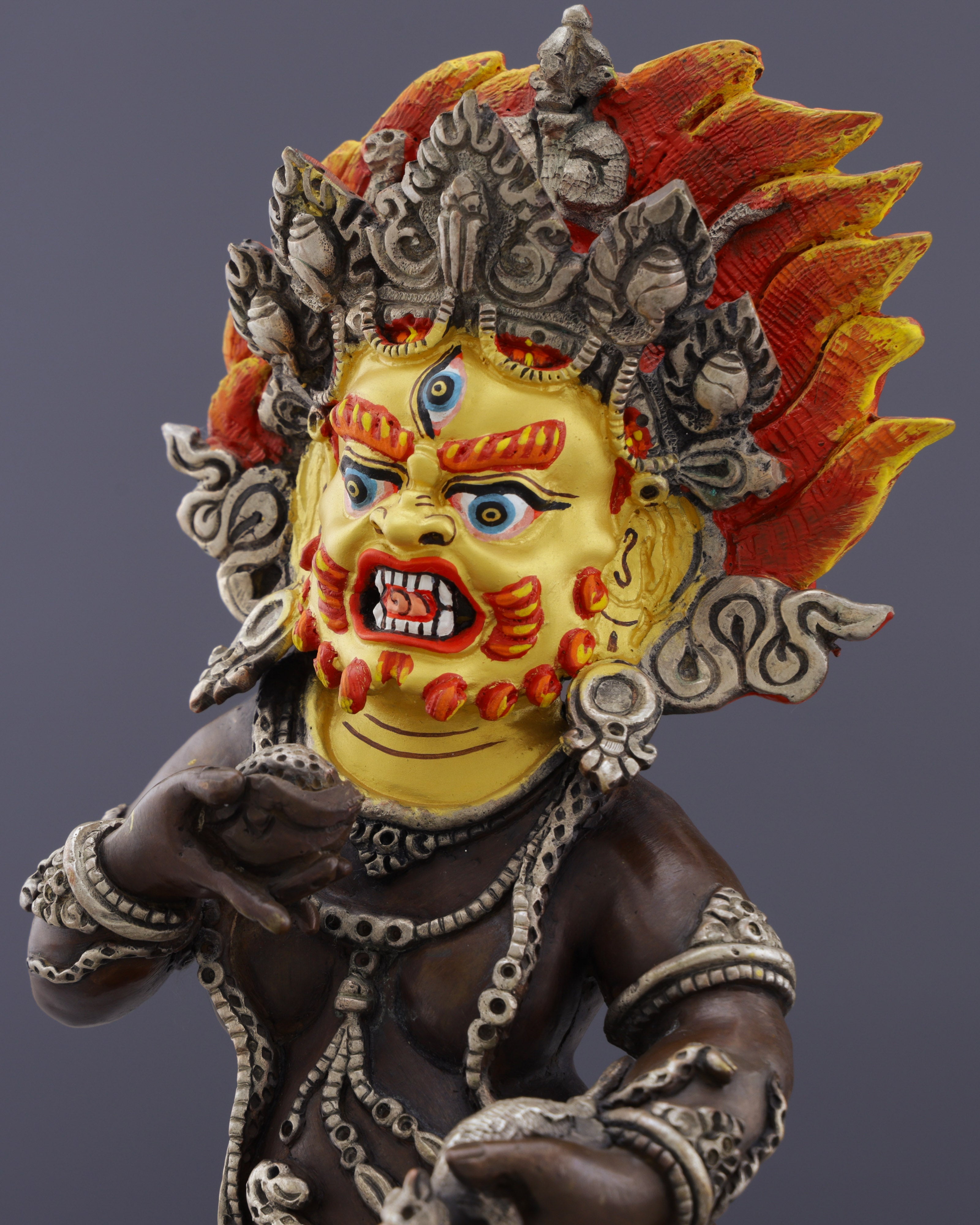 Handcrafted Oxidized Black Dzambhala Statue | Sacred Wealth Deity from Nepal