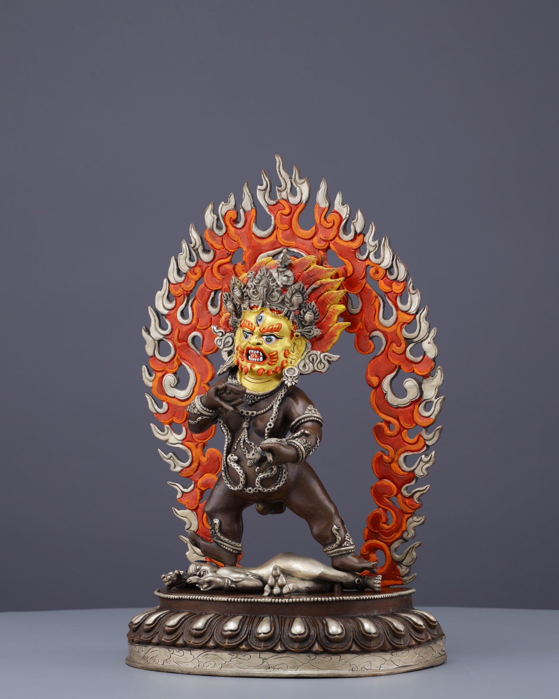 Handcrafted Oxidized Black Dzambhala Statue | Sacred Wealth Deity from Nepal - Authentic Handcrafted Statue
