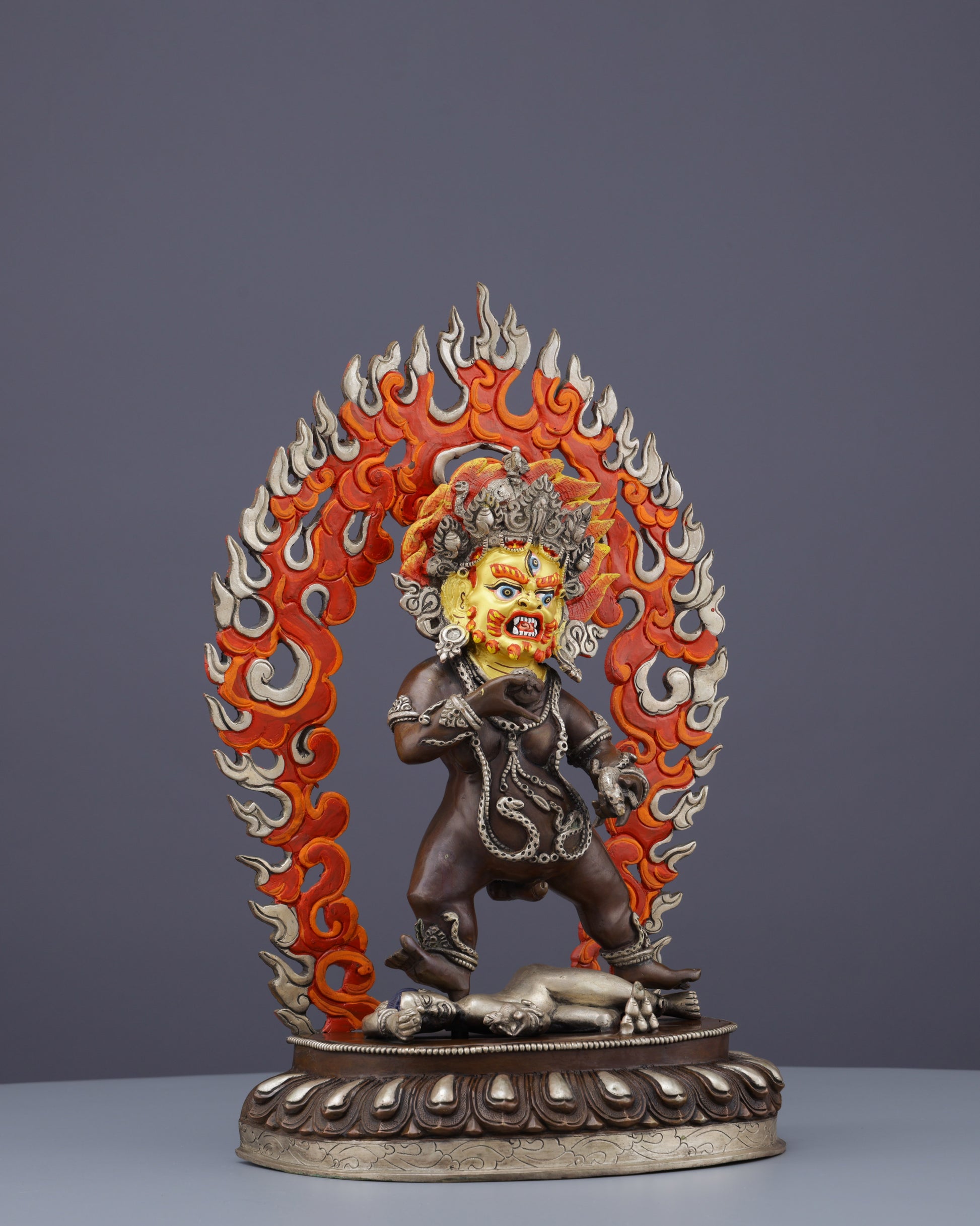 Handcrafted Oxidized Black Dzambhala Statue | Sacred Wealth Deity from Nepal - Authentic Handcrafted Statue