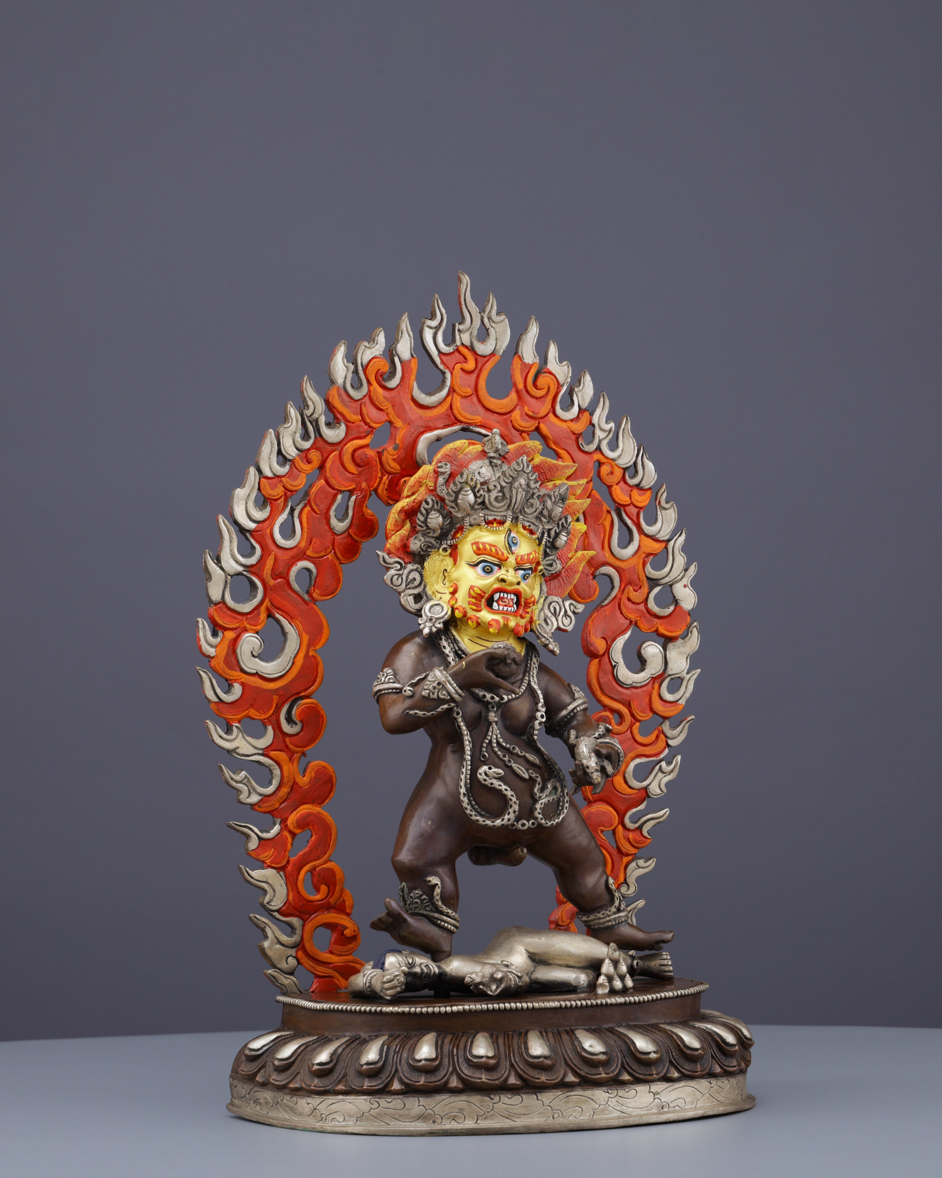 Handcrafted Oxidized Black Dzambhala Statue | Sacred Wealth Deity from Nepal