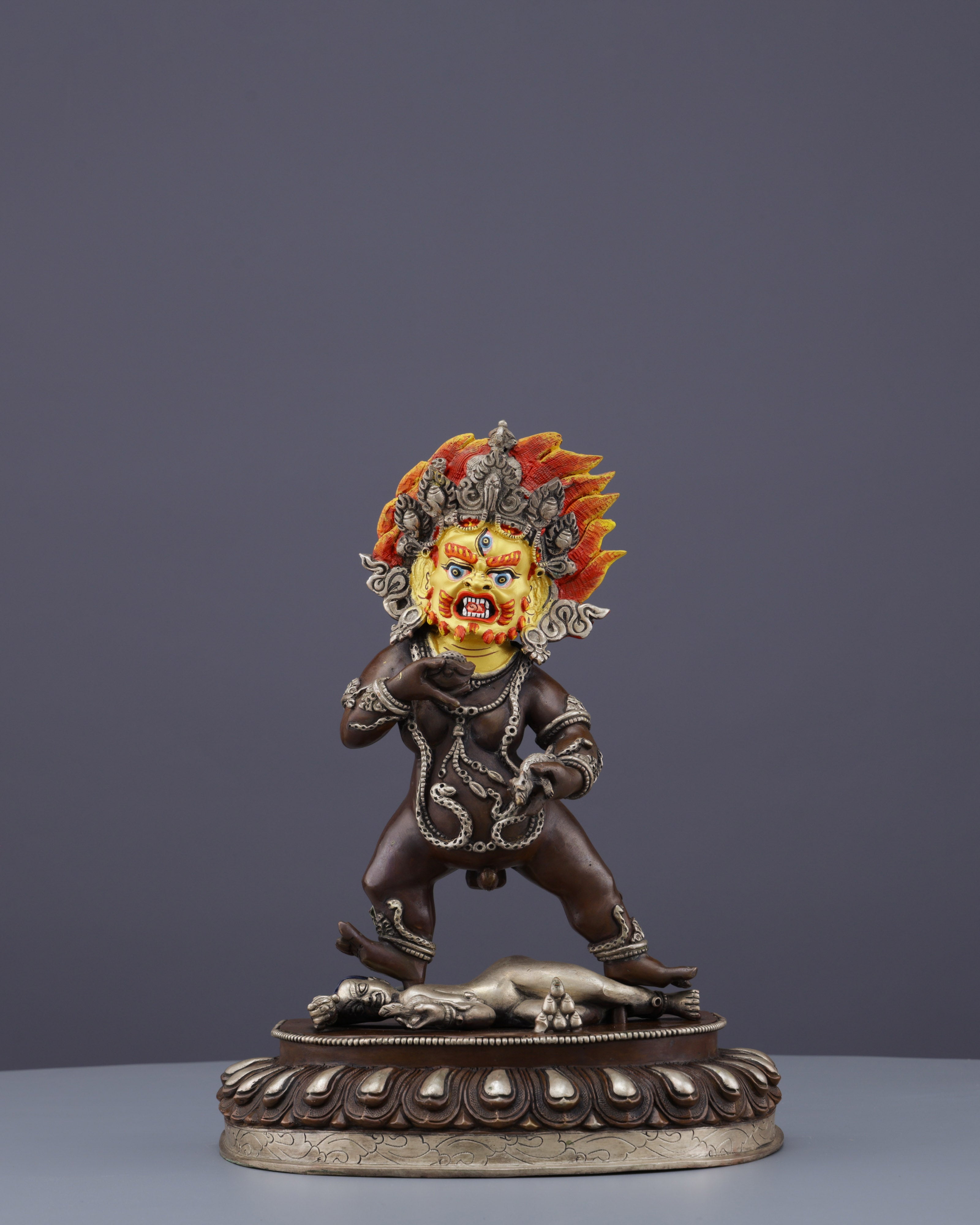Handcrafted Oxidized Black Dzambhala Statue | Sacred Wealth Deity from Nepal