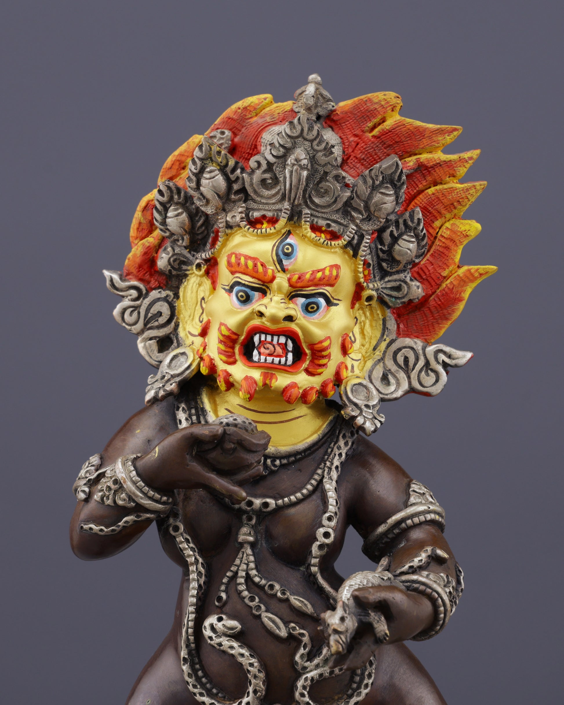 Handcrafted Oxidized Black Dzambhala Statue | Sacred Wealth Deity from Nepal - Authentic Handcrafted Statue