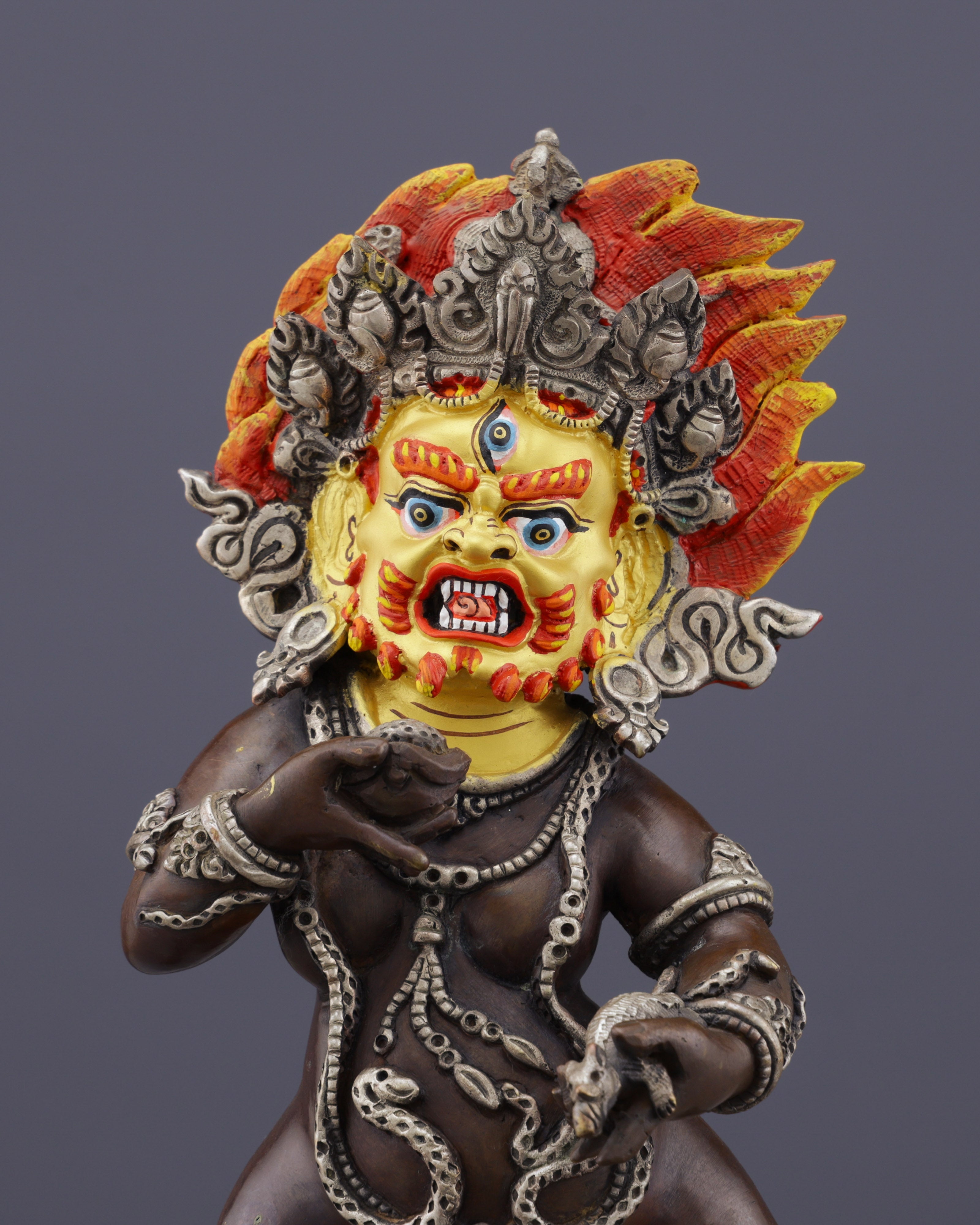 Handcrafted Oxidized Black Dzambhala Statue | Sacred Wealth Deity from Nepal