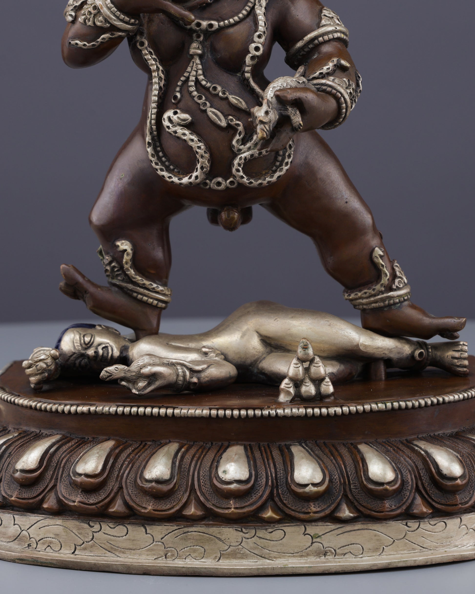 Handcrafted Oxidized Black Dzambhala Statue | Sacred Wealth Deity from Nepal - Authentic Handcrafted Statue