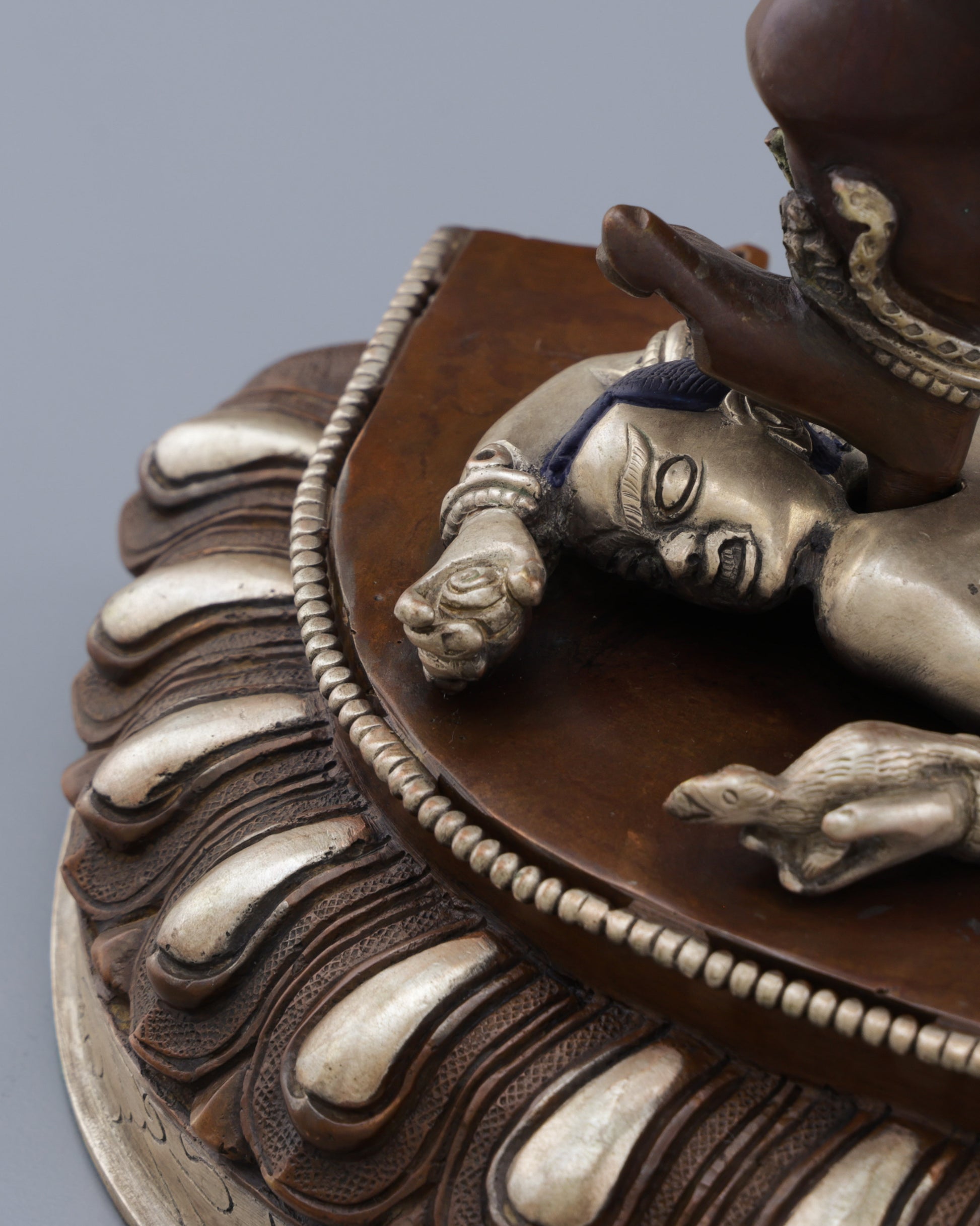 Handcrafted Oxidized Black Dzambhala Statue | Sacred Wealth Deity from Nepal - Authentic Handcrafted Statue