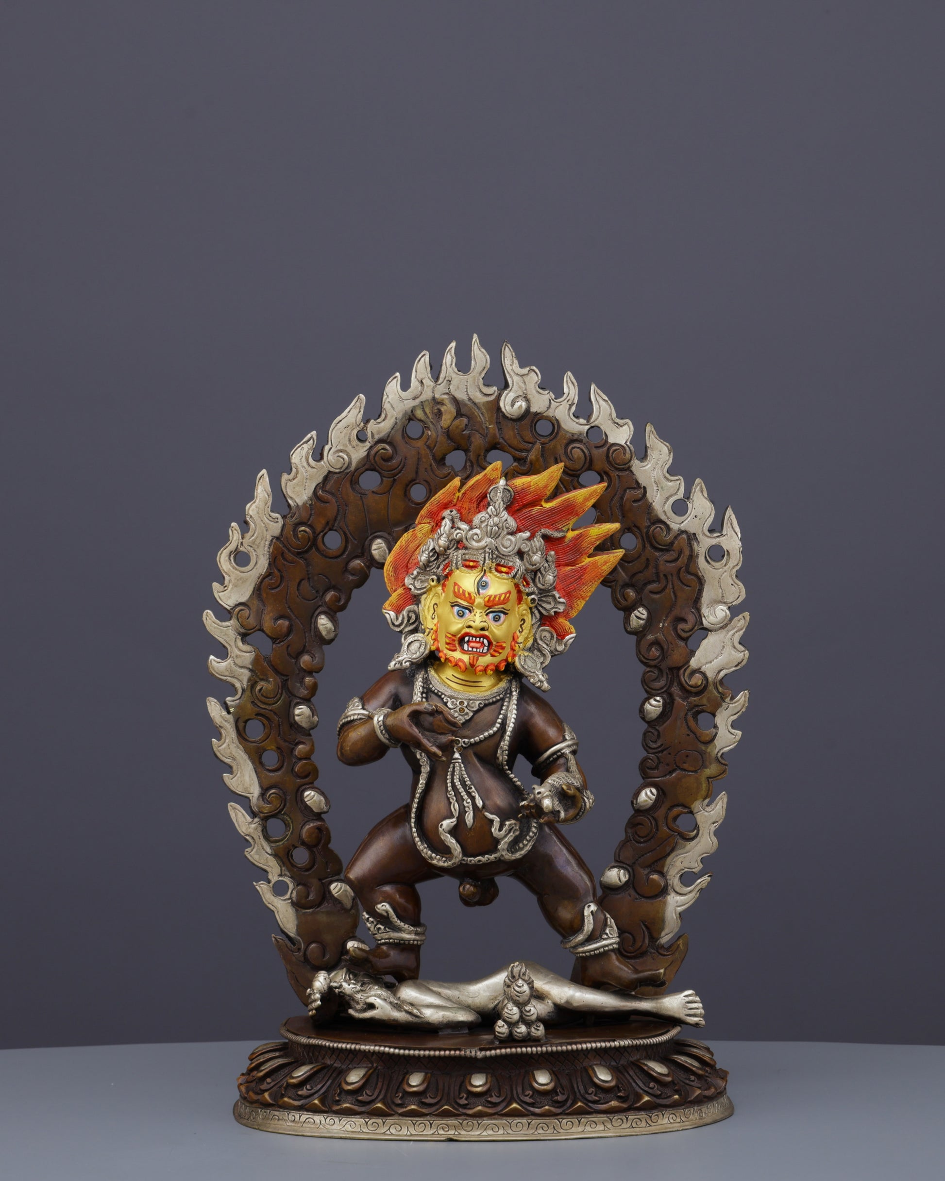 Oxidized Black Dzambhala Statue | Handcrafted Tibetan Buddhist Wealth Guardian - Authentic Handcrafted Statue