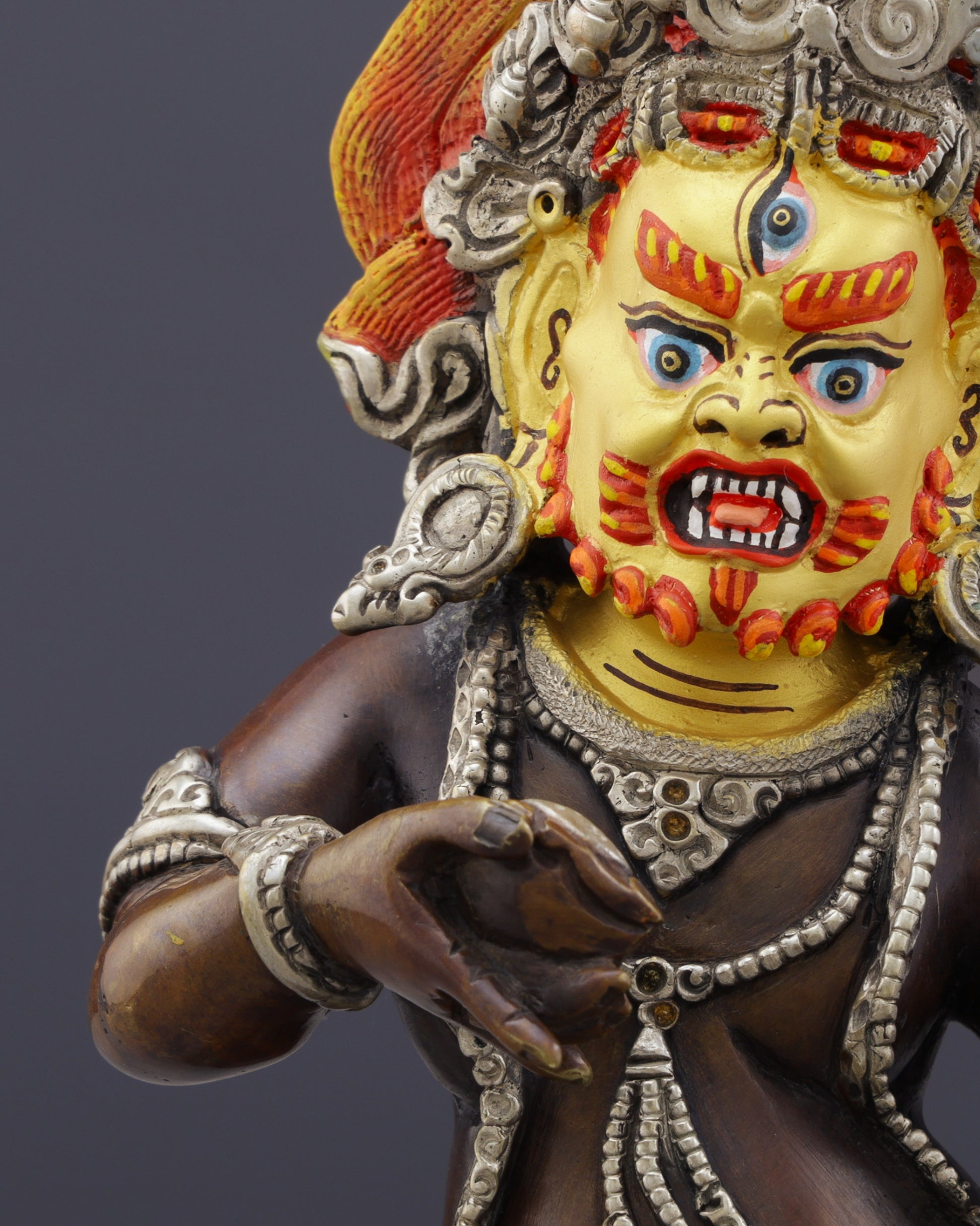 Oxidized Black Dzambhala Statue | Handcrafted Tibetan Buddhist Wealth Guardian - Authentic Handcrafted Statue