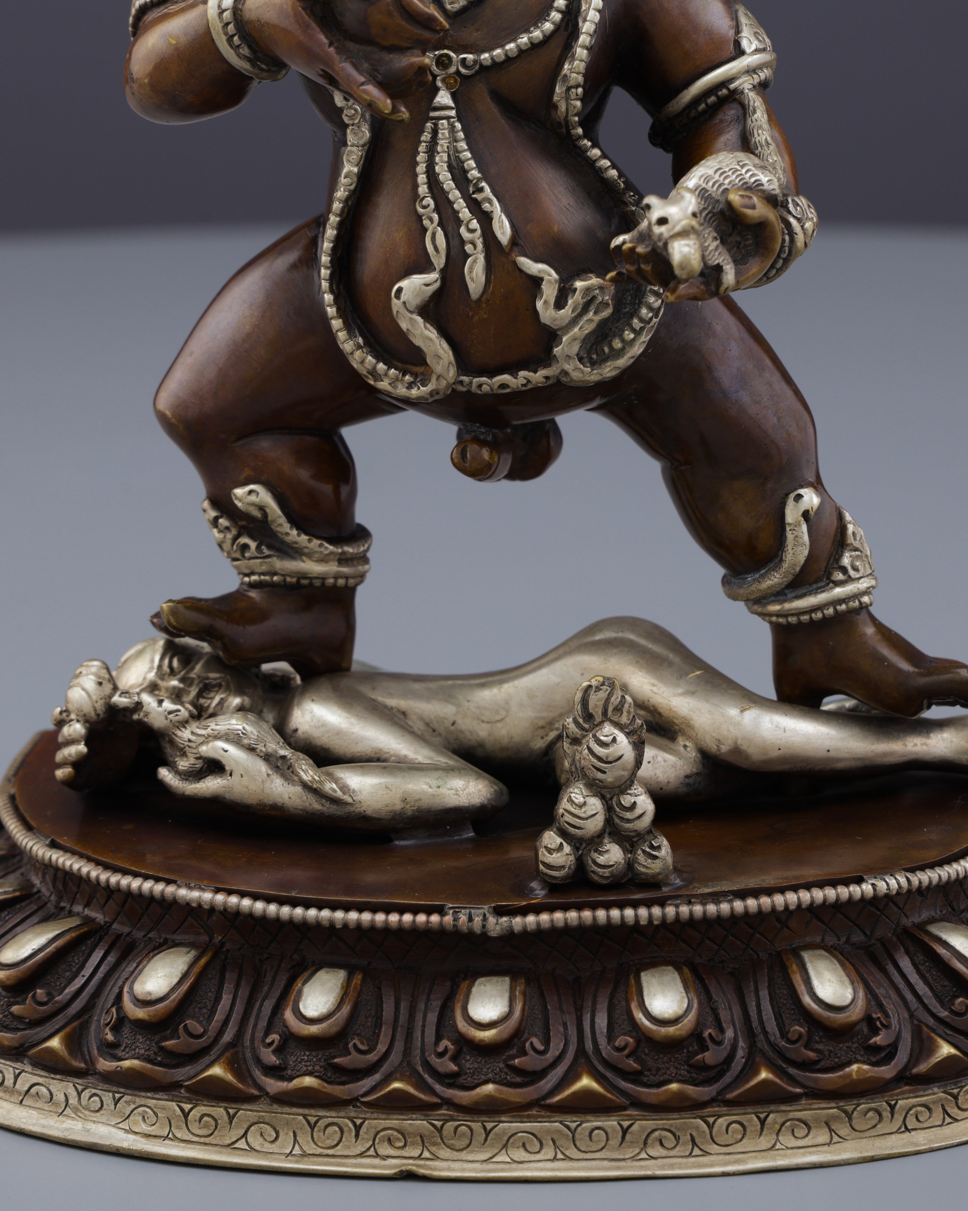 Oxidized Black Dzambhala Statue | Handcrafted Tibetan Buddhist Wealth Guardian