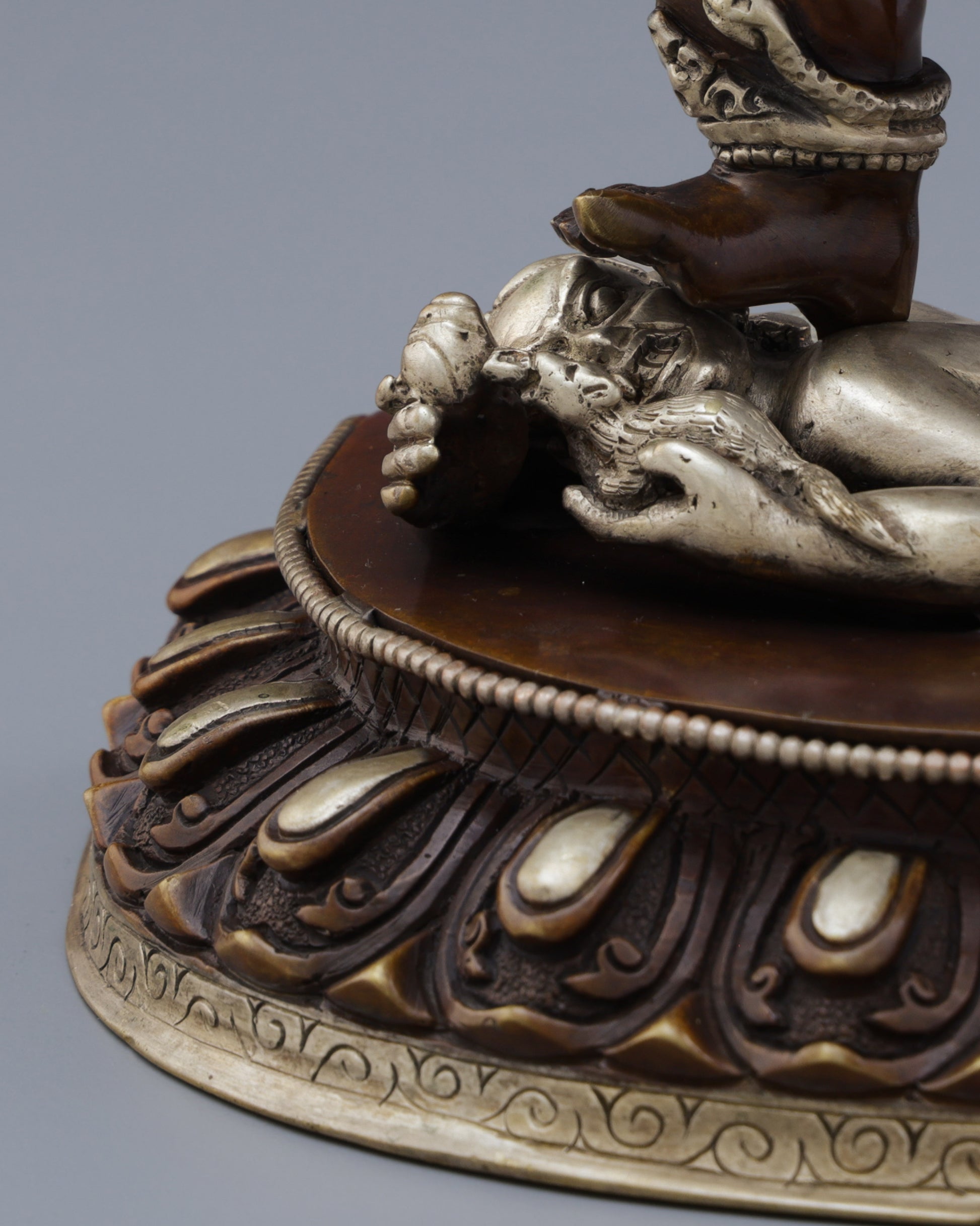 Oxidized Black Dzambhala Statue | Handcrafted Tibetan Buddhist Wealth Guardian - Authentic Handcrafted Statue