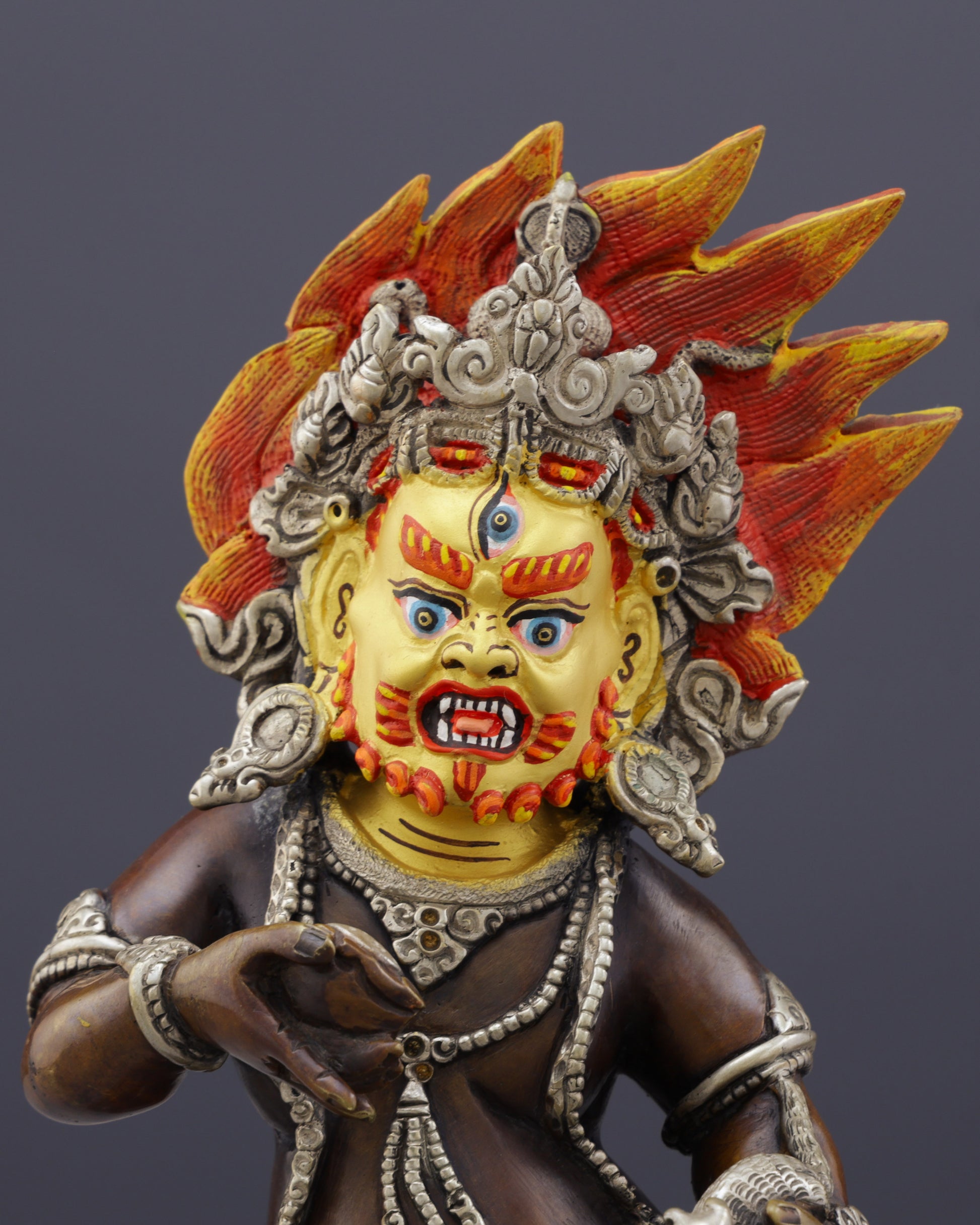 Oxidized Black Dzambhala Statue | Handcrafted Tibetan Buddhist Wealth Guardian - Authentic Handcrafted Statue