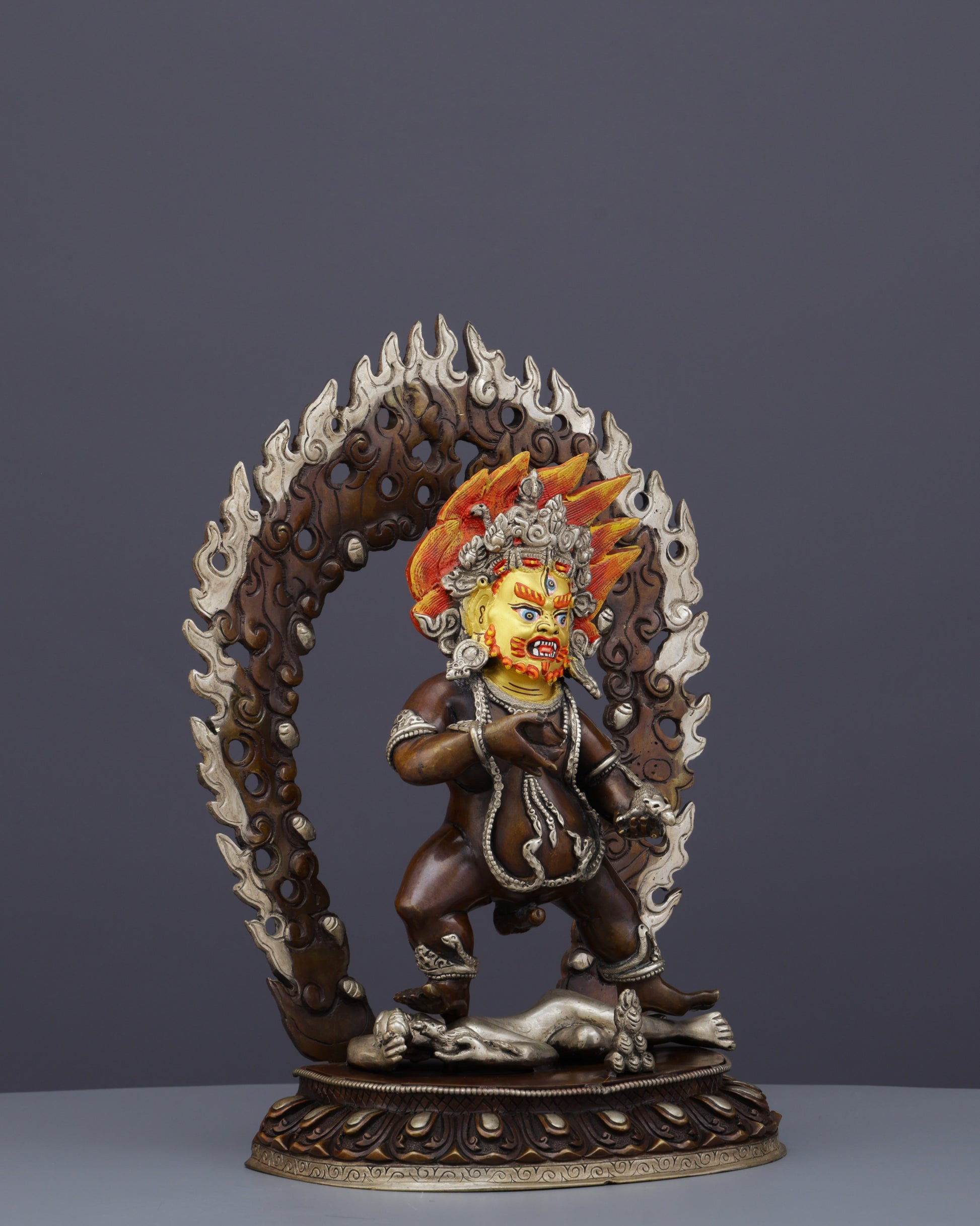 Oxidized Black Dzambhala Statue | Handcrafted Tibetan Buddhist Wealth Guardian - Authentic Handcrafted Statue