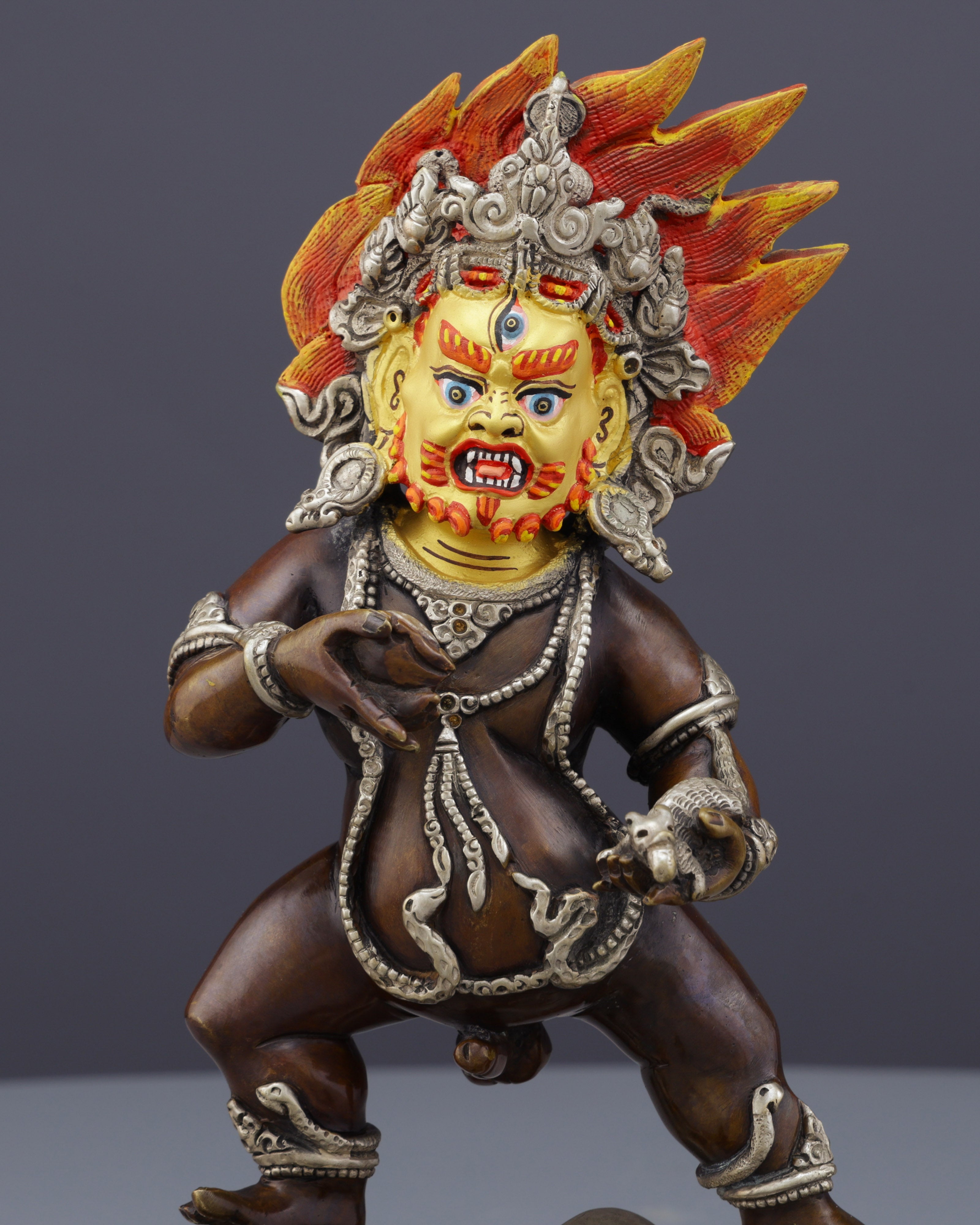 Oxidized Black Dzambhala Statue | Handcrafted Tibetan Buddhist Wealth Guardian