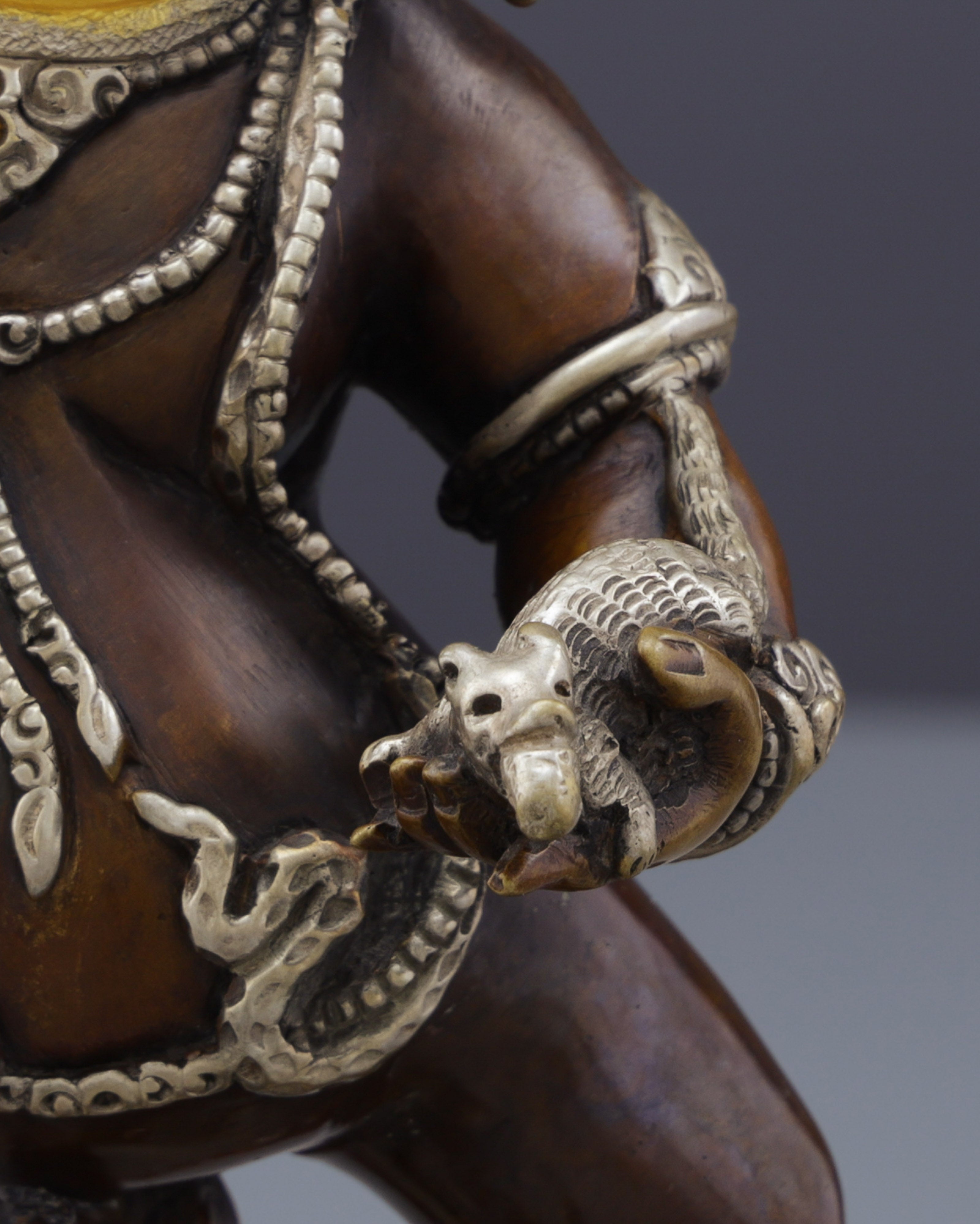 Oxidized Black Dzambhala Statue | Handcrafted Tibetan Buddhist Wealth Guardian