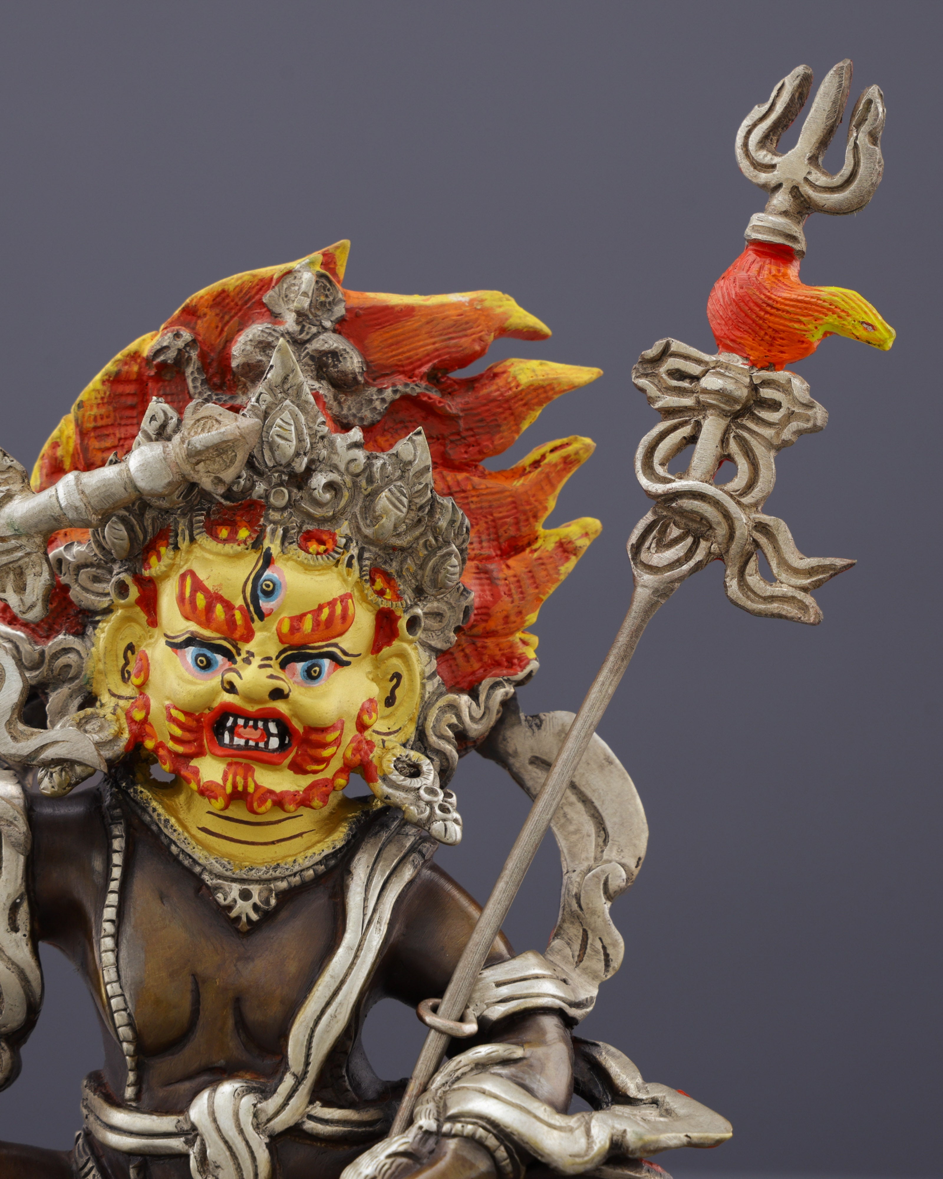 Oxidized White Dzambhala Statue | Handcrafted Tibetan Buddhist Wealth Deity