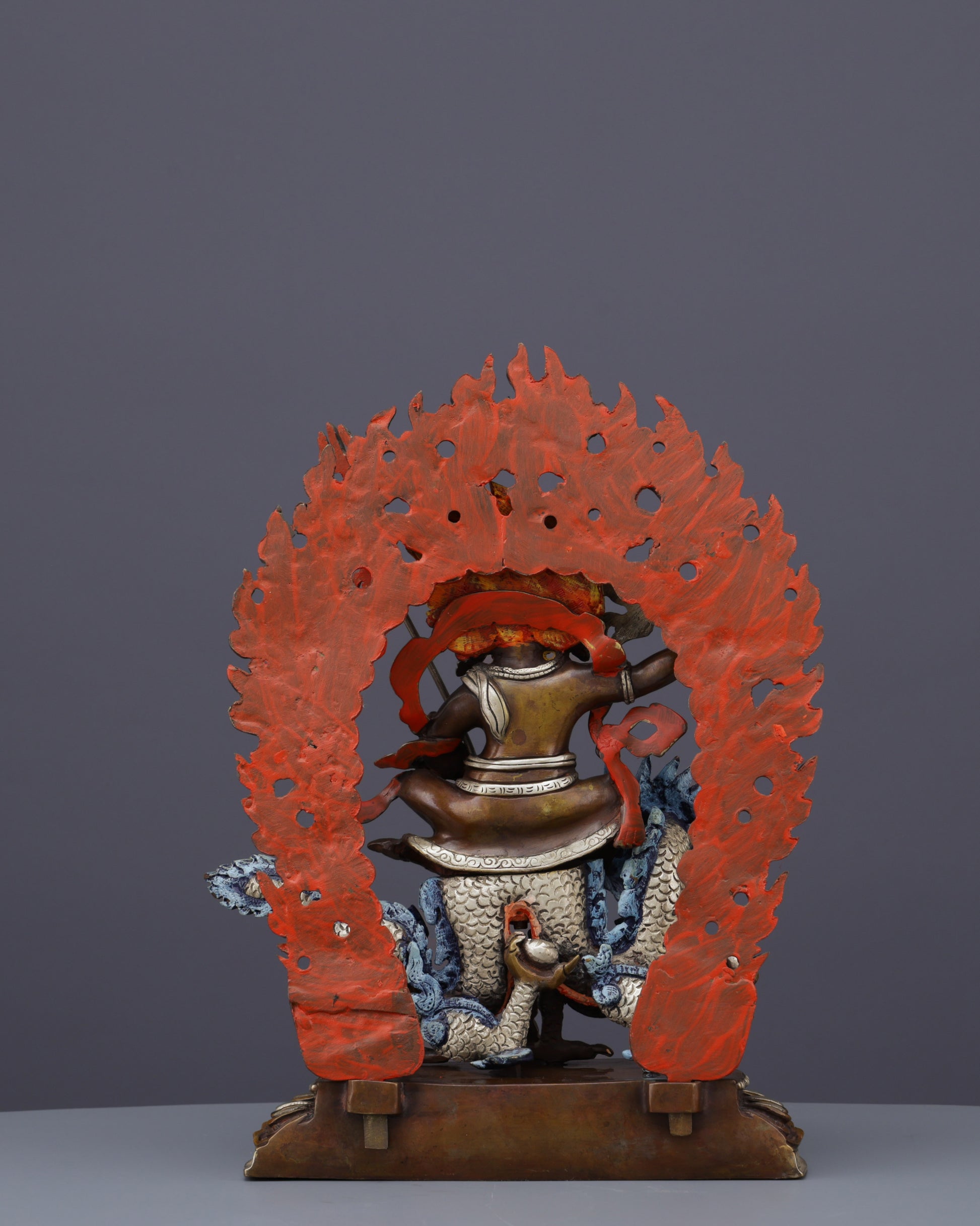 Oxidized White Dzambhala Statue | Handcrafted Tibetan Buddhist Wealth Deity - Authentic Handcrafted Statue