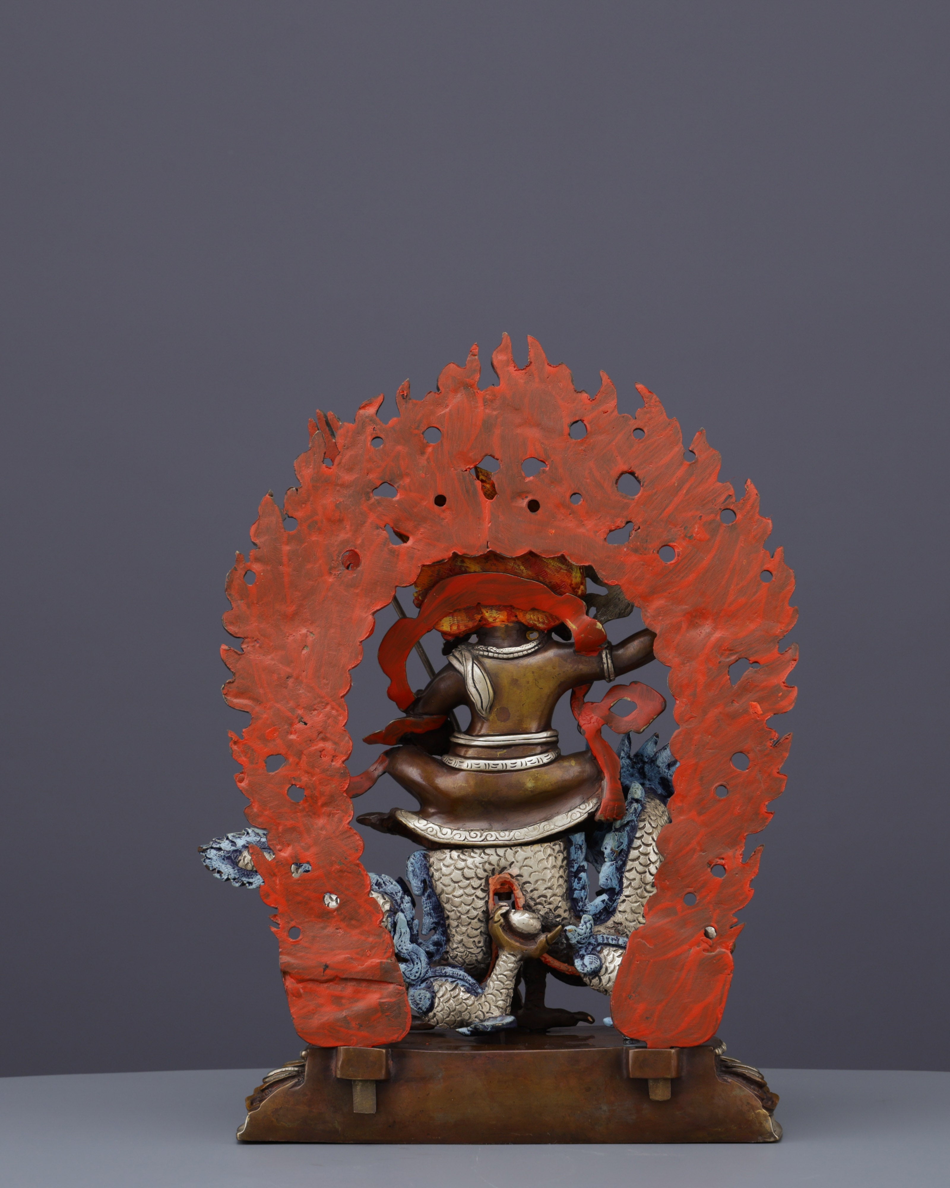 Oxidized White Dzambhala Statue | Handcrafted Tibetan Buddhist Wealth Deity