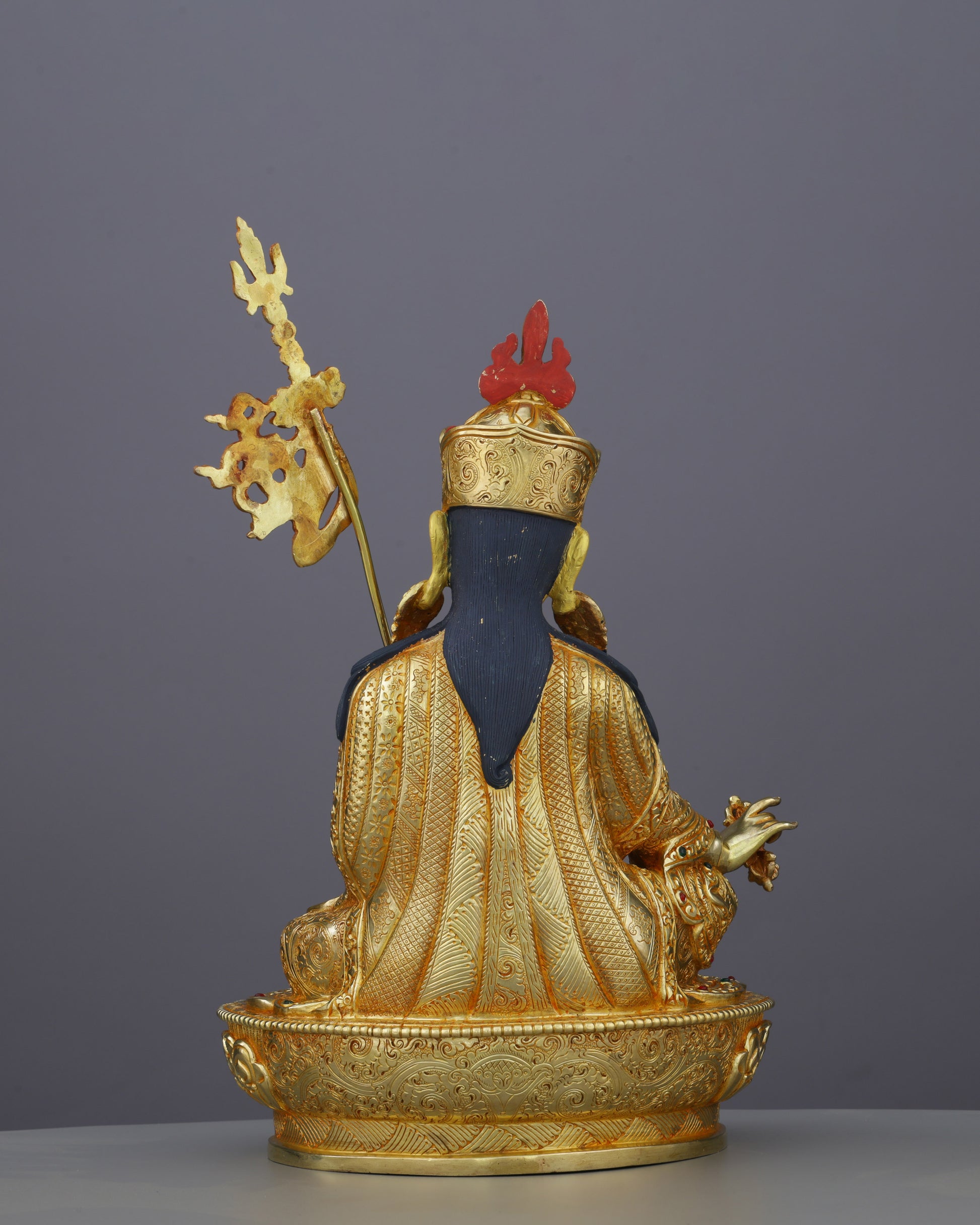 Radiant 24K Gold Guru Rinpoche Statue | Himalayan Spiritual Masterwork - Authentic Handcrafted Statue