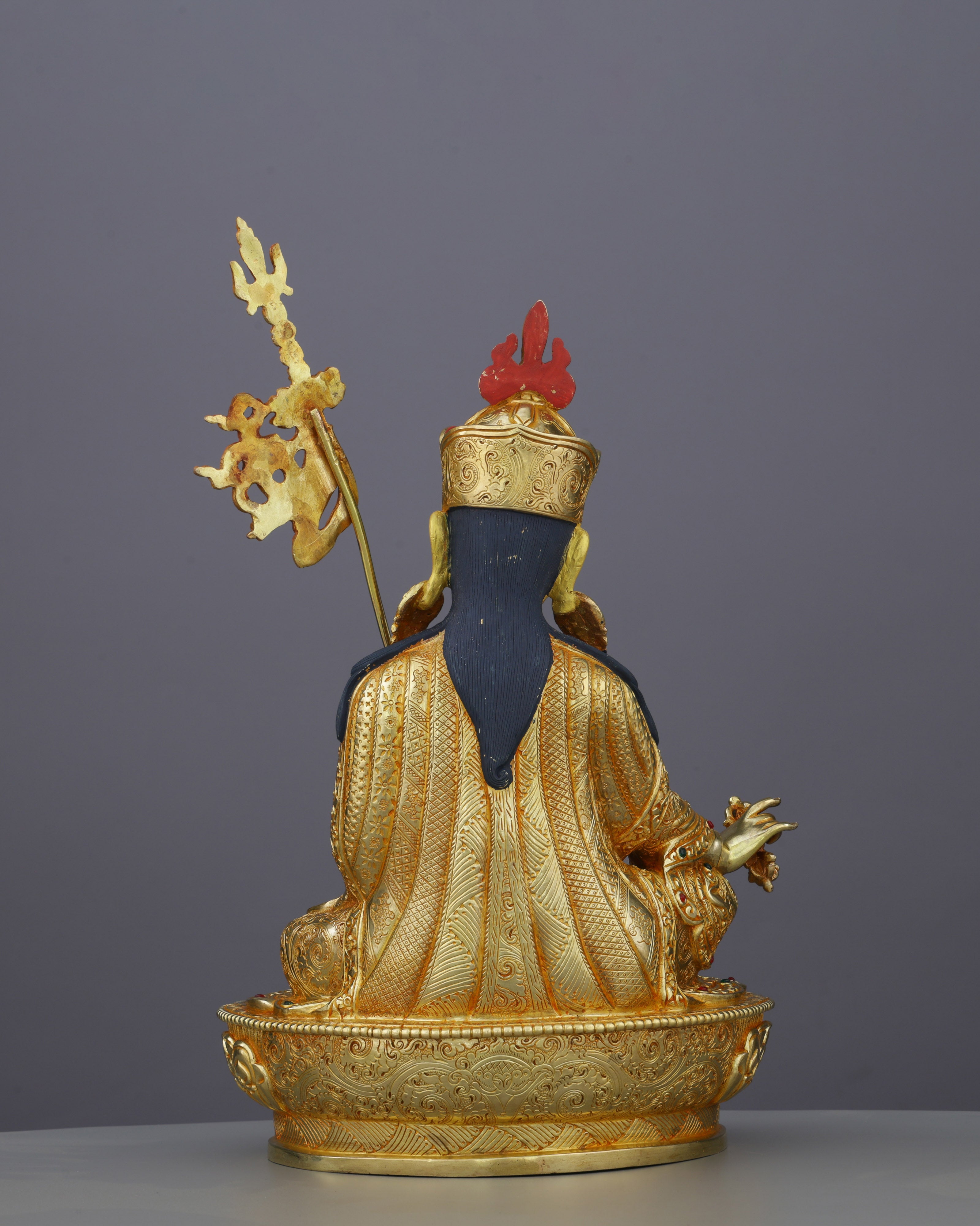 Radiant 24K Gold Guru Rinpoche Statue | Himalayan Spiritual Masterwork