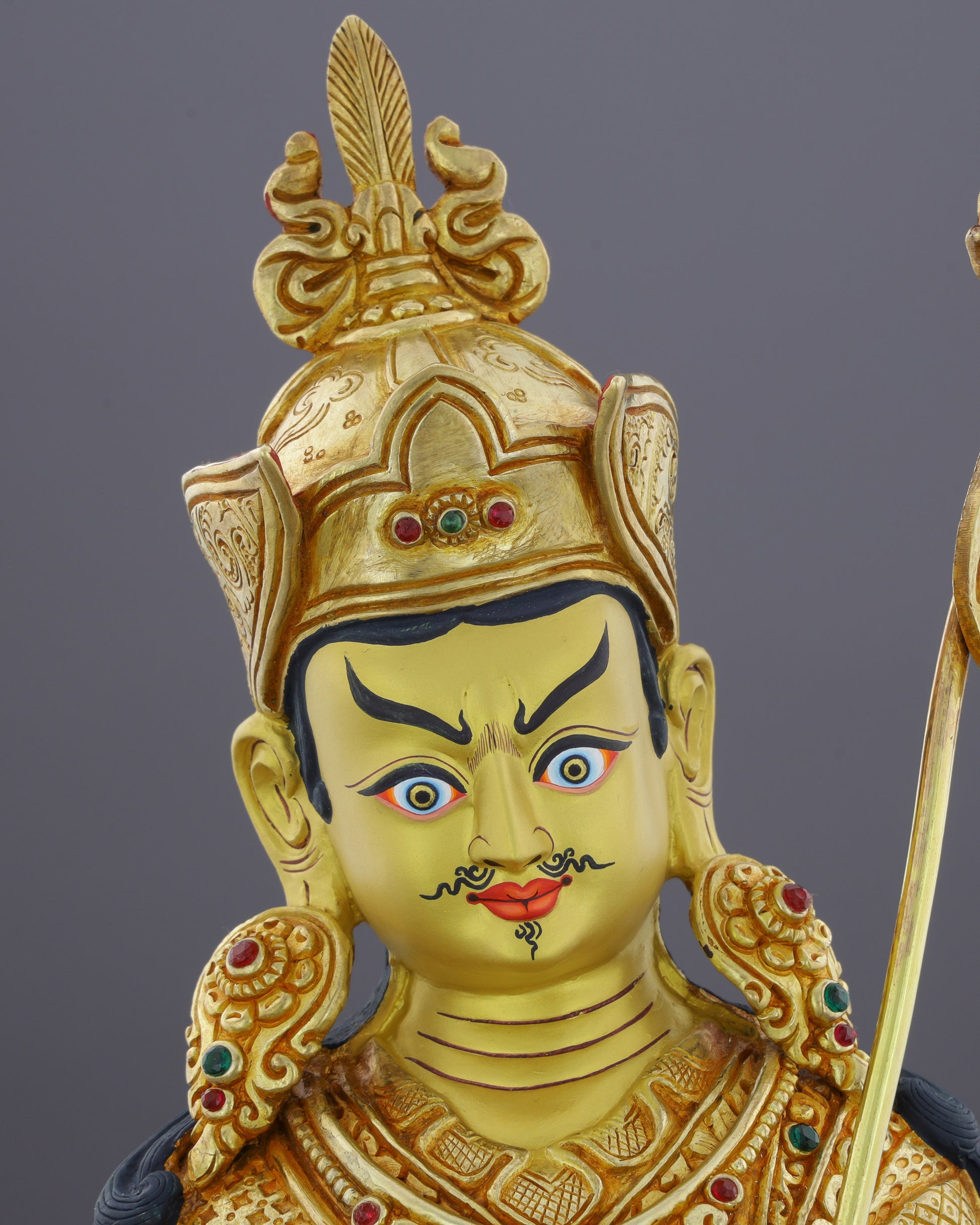 Radiant 24K Gold Guru Rinpoche Statue | Himalayan Spiritual Masterwork - Authentic Handcrafted Statue