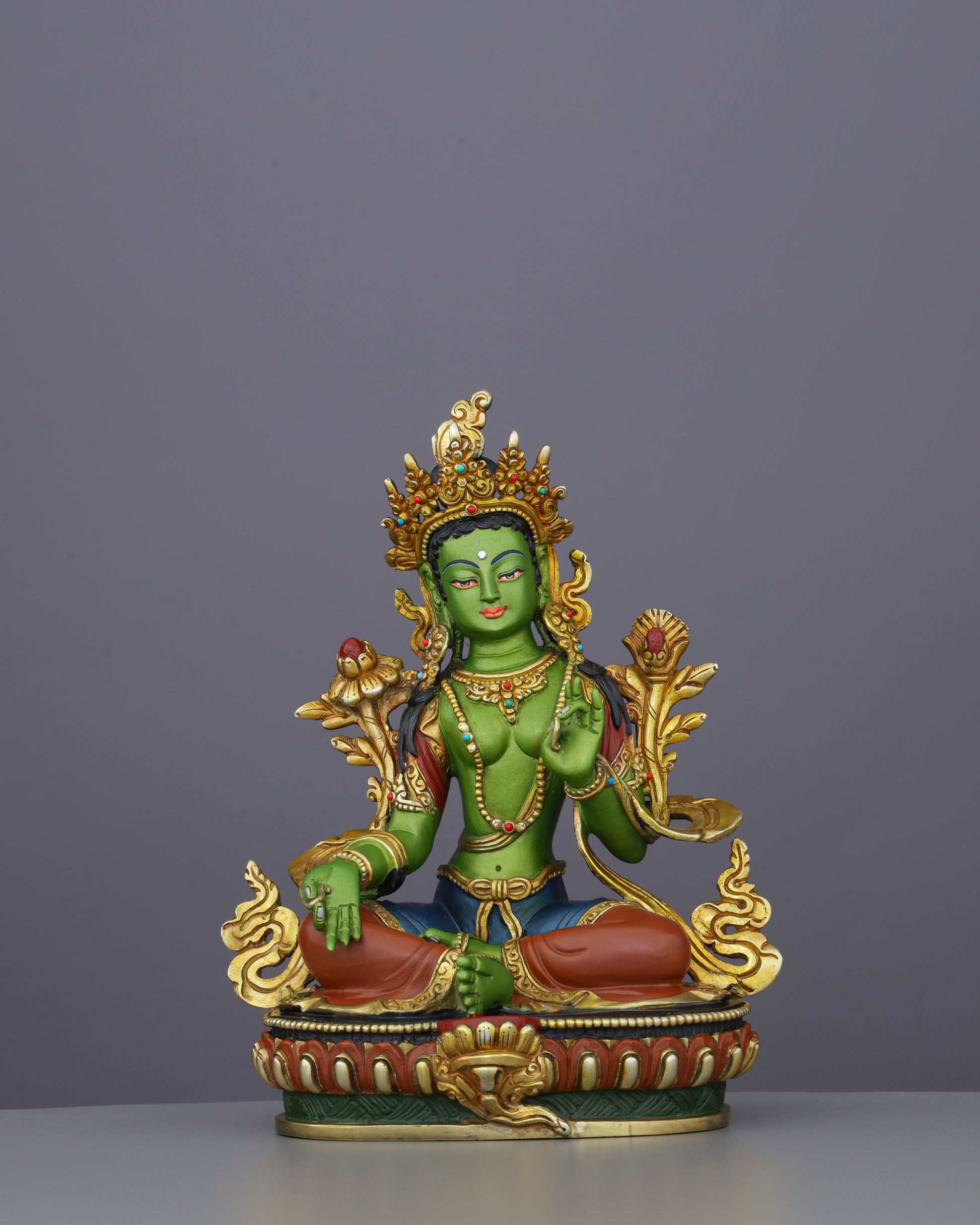 Exquisite Green Tara Statue | Divine Mother of Compassion and Swift Liberation - Authentic Handcrafted Statue
