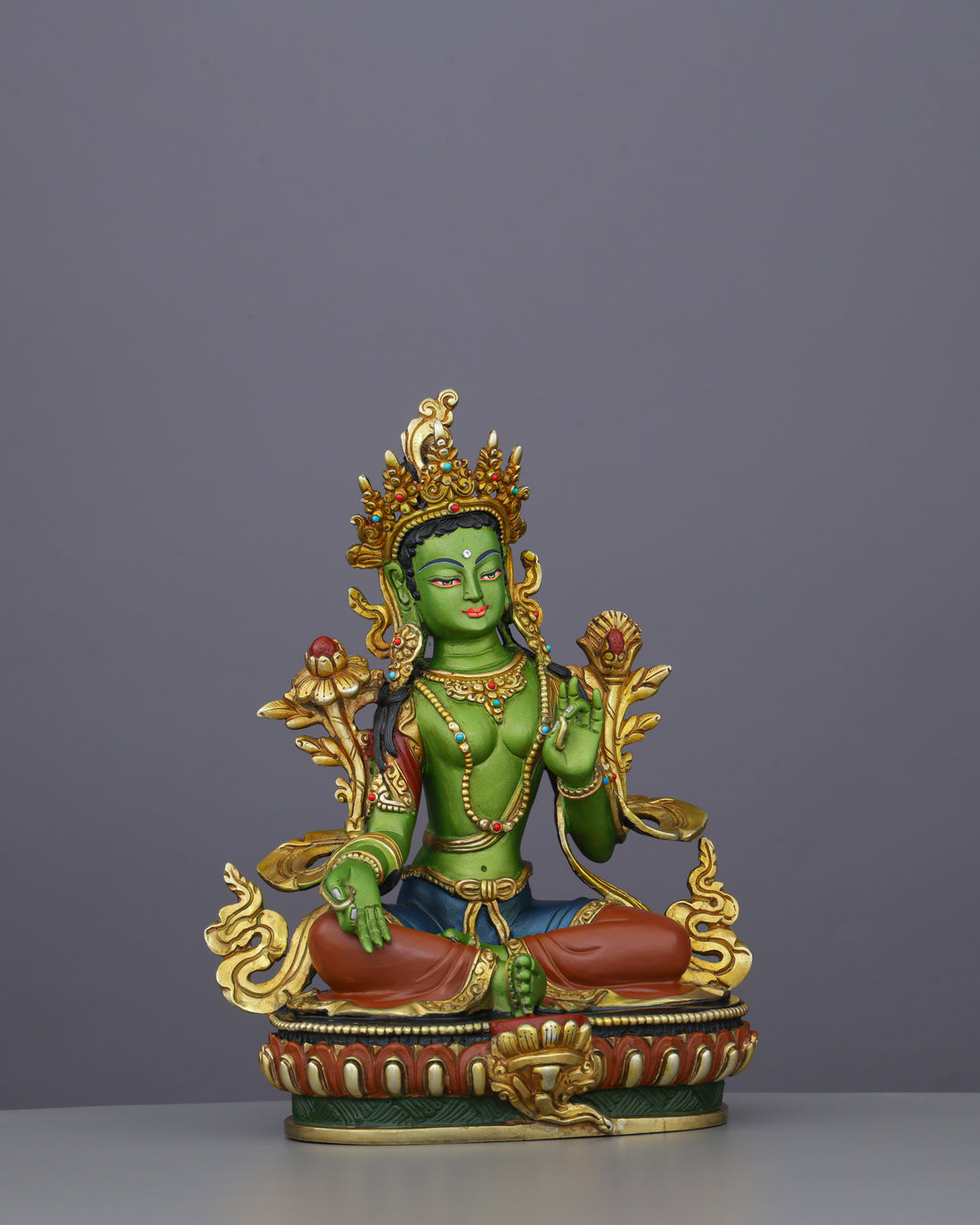 Exquisite Green Tara Statue | Divine Mother of Compassion and Swift Liberation - Handcrafted Buddhist Statue - Authentic Sacred Art