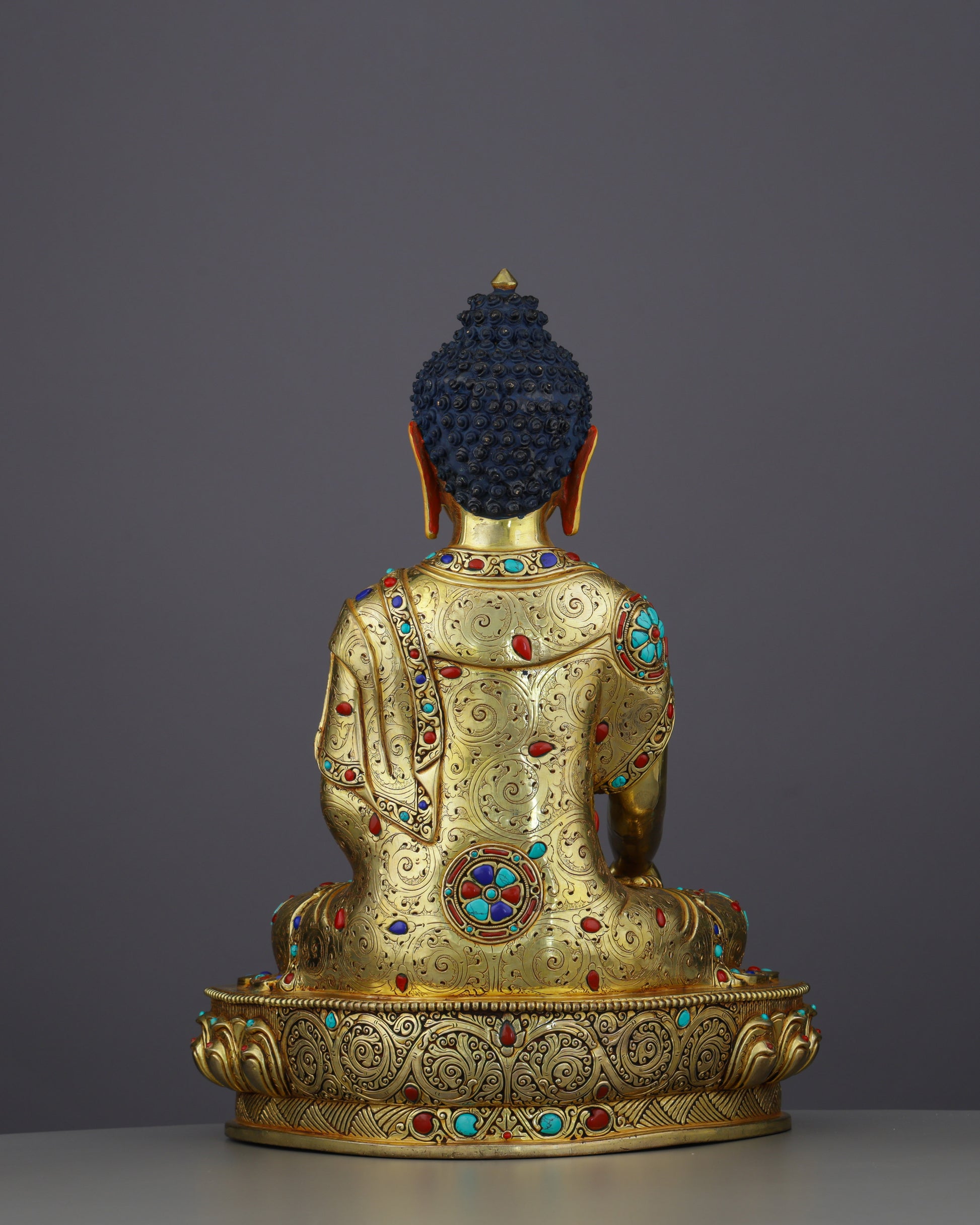 Sakyamuni Buddha | Where Ancient Wisdom Meets Himalayan Gold and Precious Stone - Authentic Handcrafted Statue