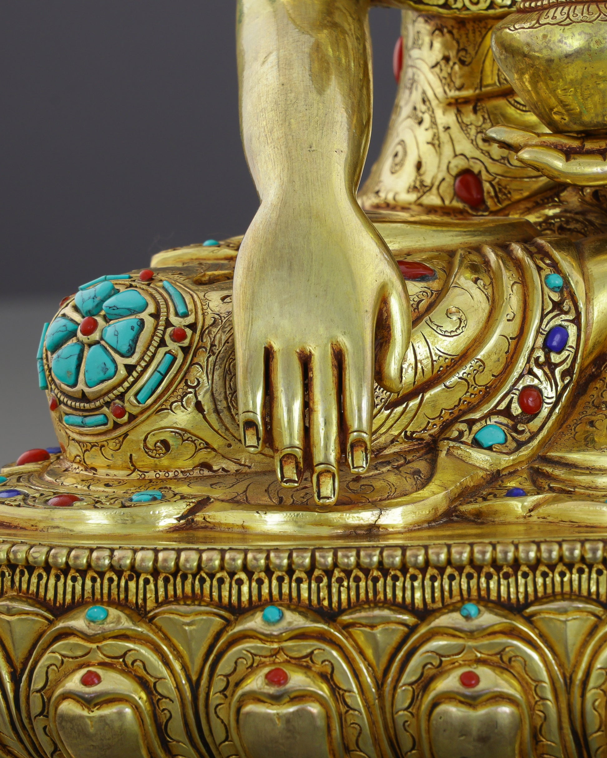 Sakyamuni Buddha | Where Ancient Wisdom Meets Himalayan Gold and Precious Stone - Authentic Handcrafted Statue