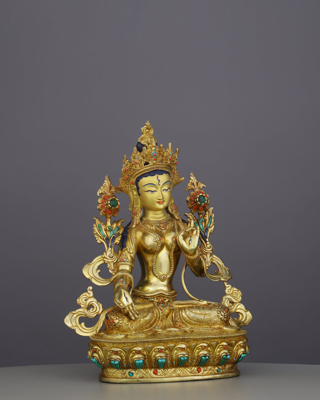 Seven Eyes of Wisdom | White Tara Statue - Handcrafted Buddhist Statue - Authentic Sacred Art