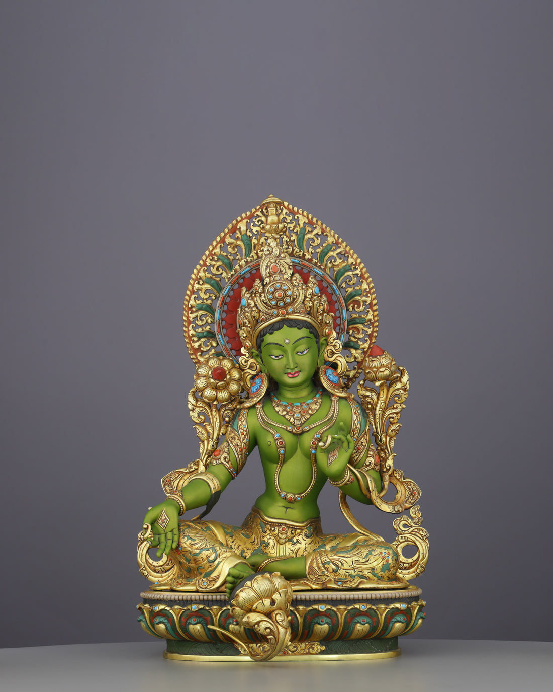Green, Gold, and Fearless | The Green Tara Statue That Commands Every Space - Handcrafted Buddhist Statue