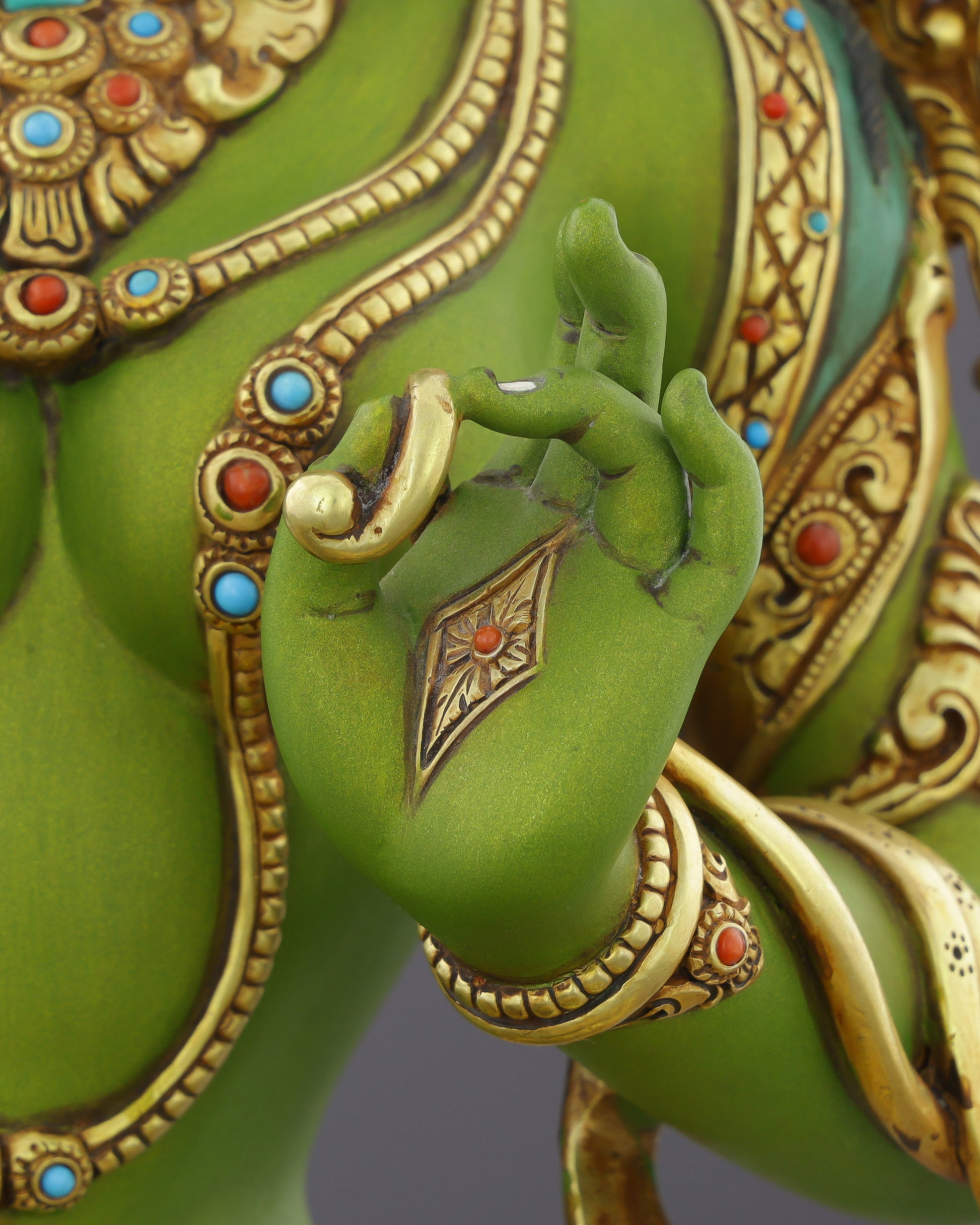 Green, Gold, and Fearless | The Green Tara Statue That Commands Every Space - Authentic Handcrafted Statue