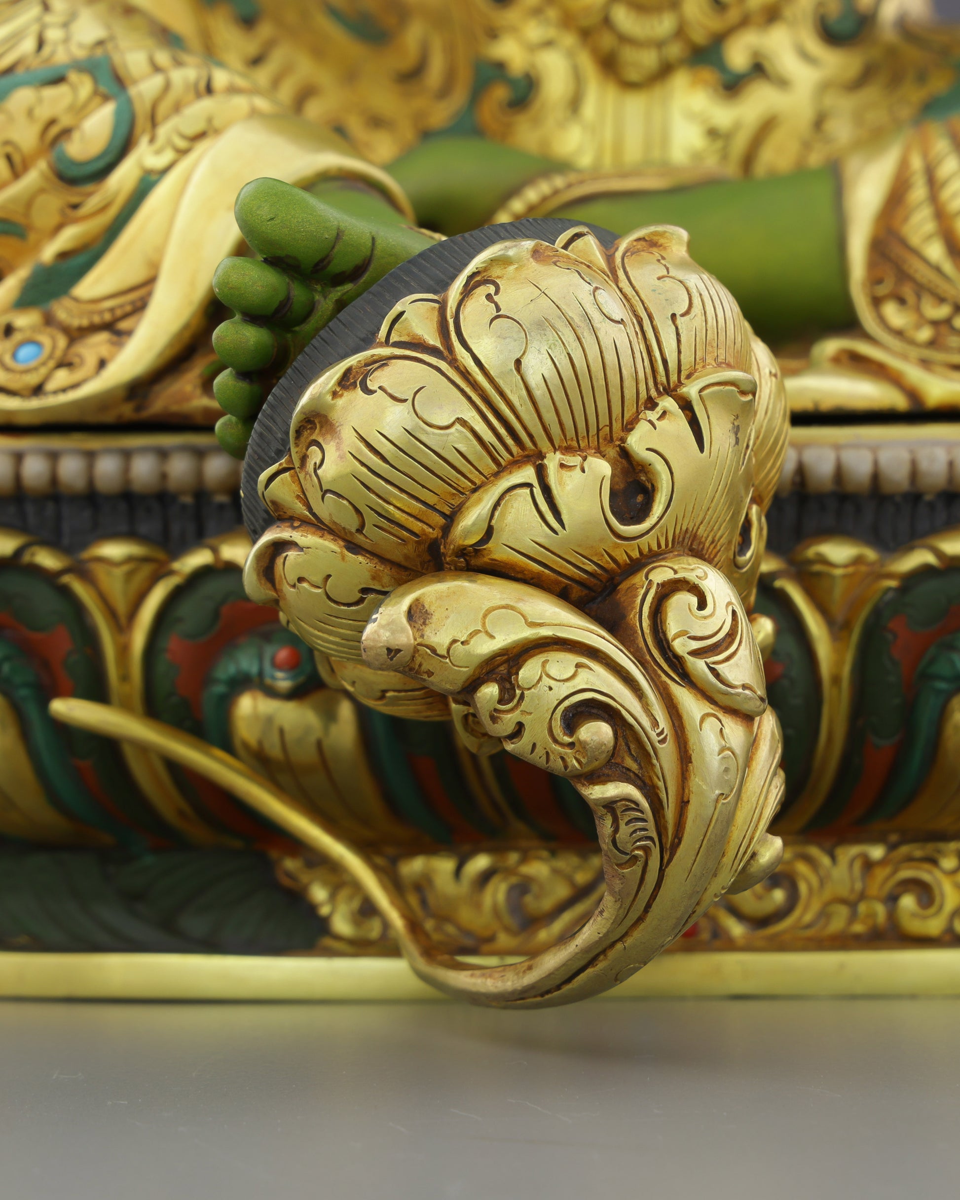 Green, Gold, and Fearless | The Green Tara Statue That Commands Every Space - Authentic Handcrafted Statue