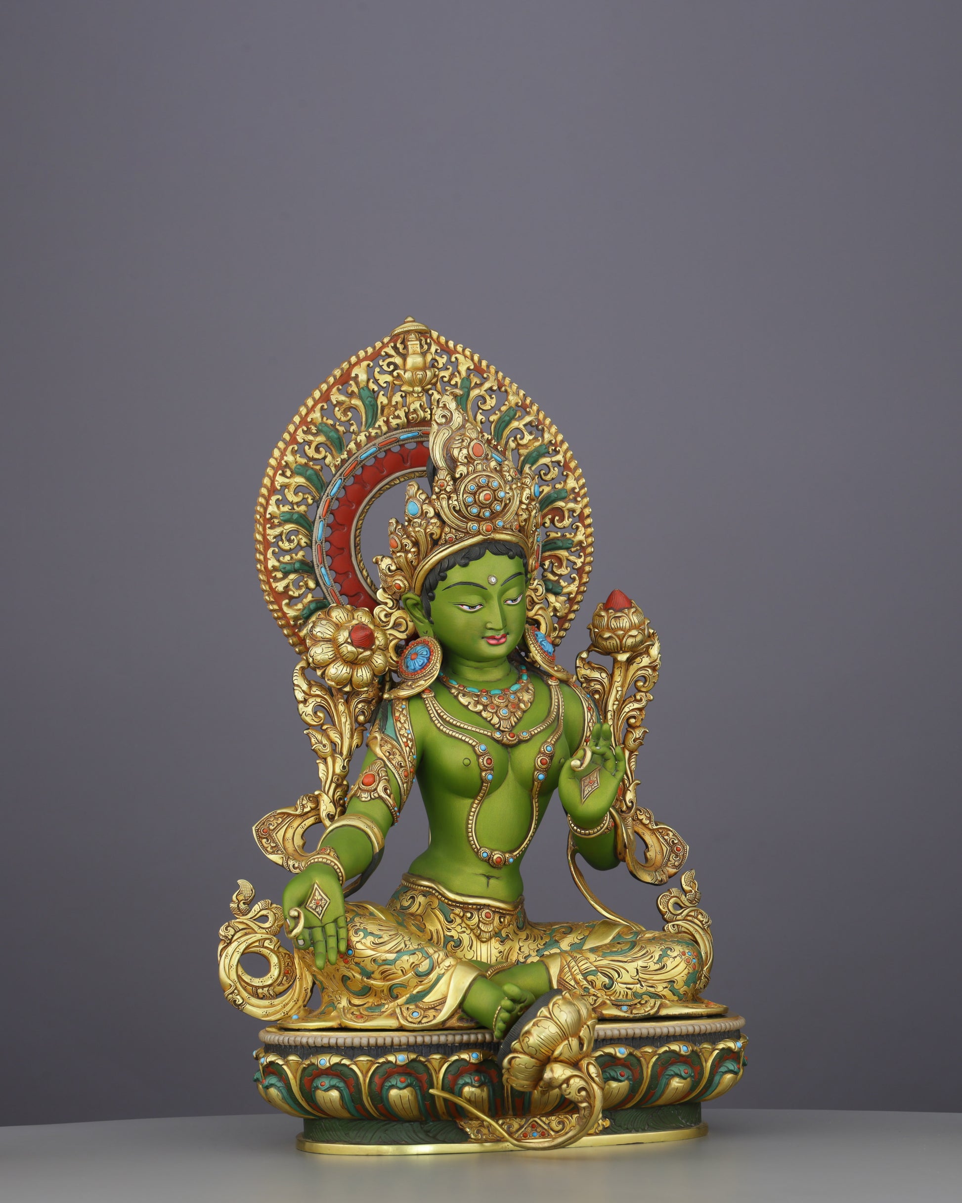Green, Gold, and Fearless | The Green Tara Statue That Commands Every Space - Authentic Handcrafted Statue