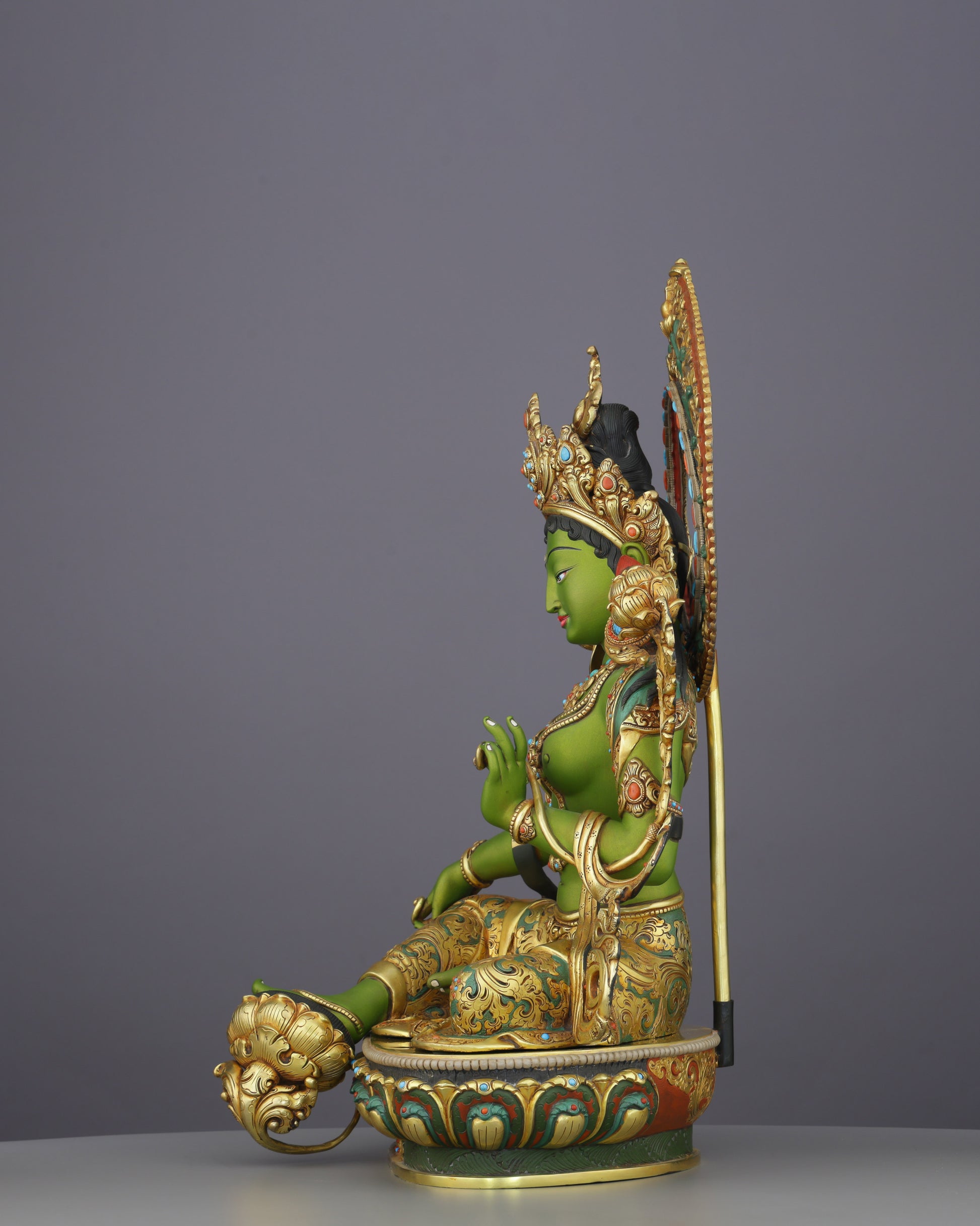 Green, Gold, and Fearless | The Green Tara Statue That Commands Every Space - Authentic Handcrafted Statue